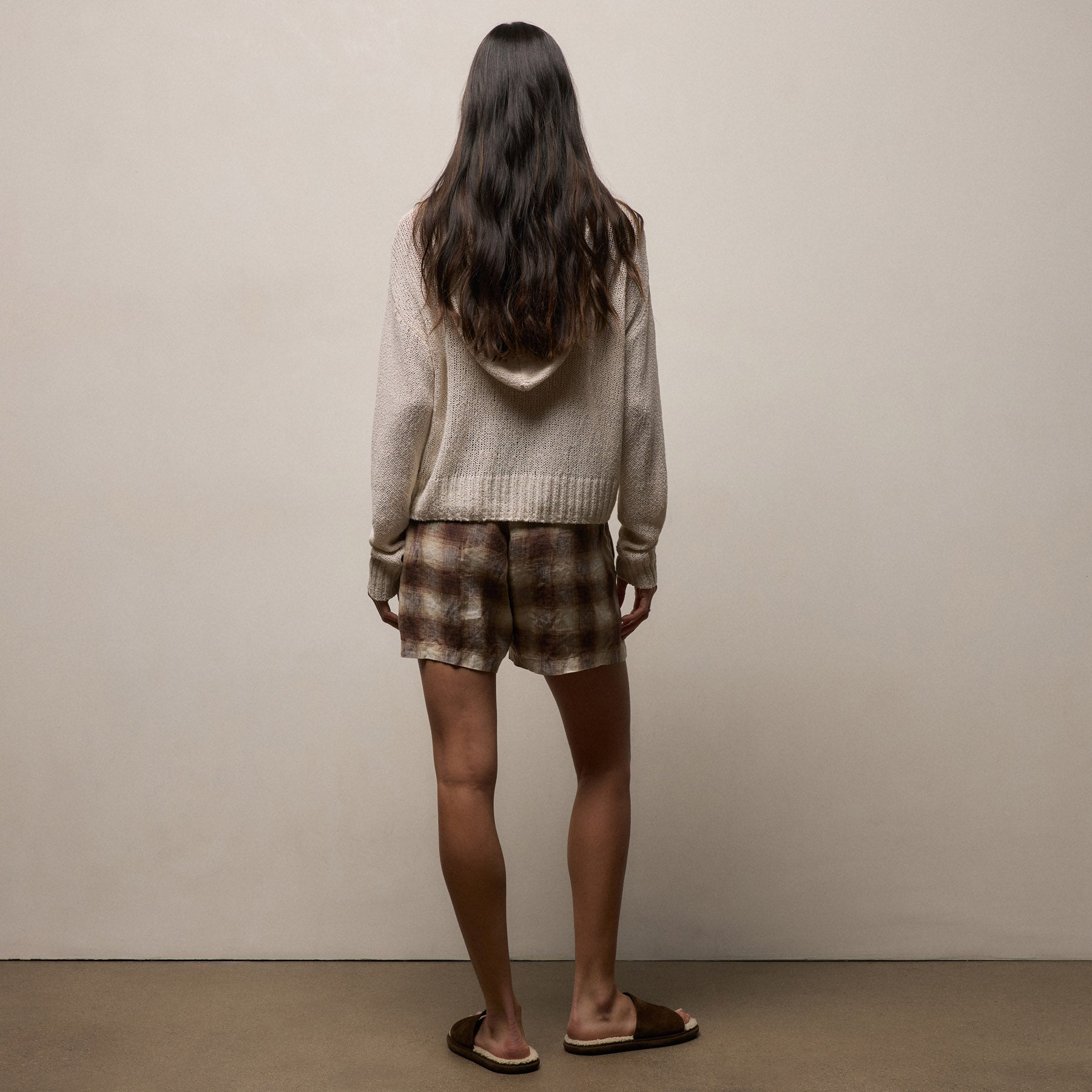 Plaid Linen Short - Chestnut Plaid