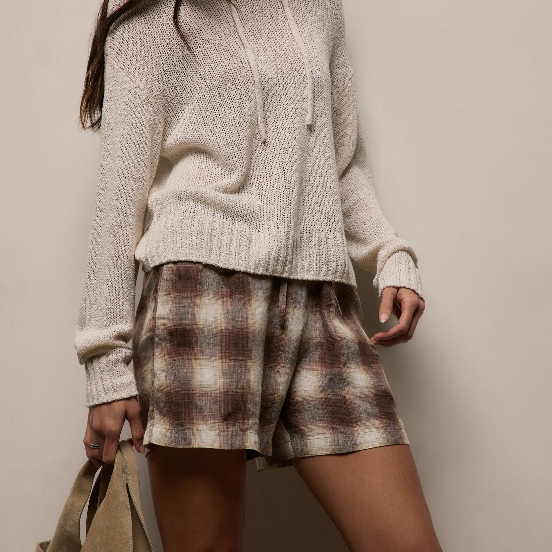 Plaid Linen Short - Chestnut Plaid