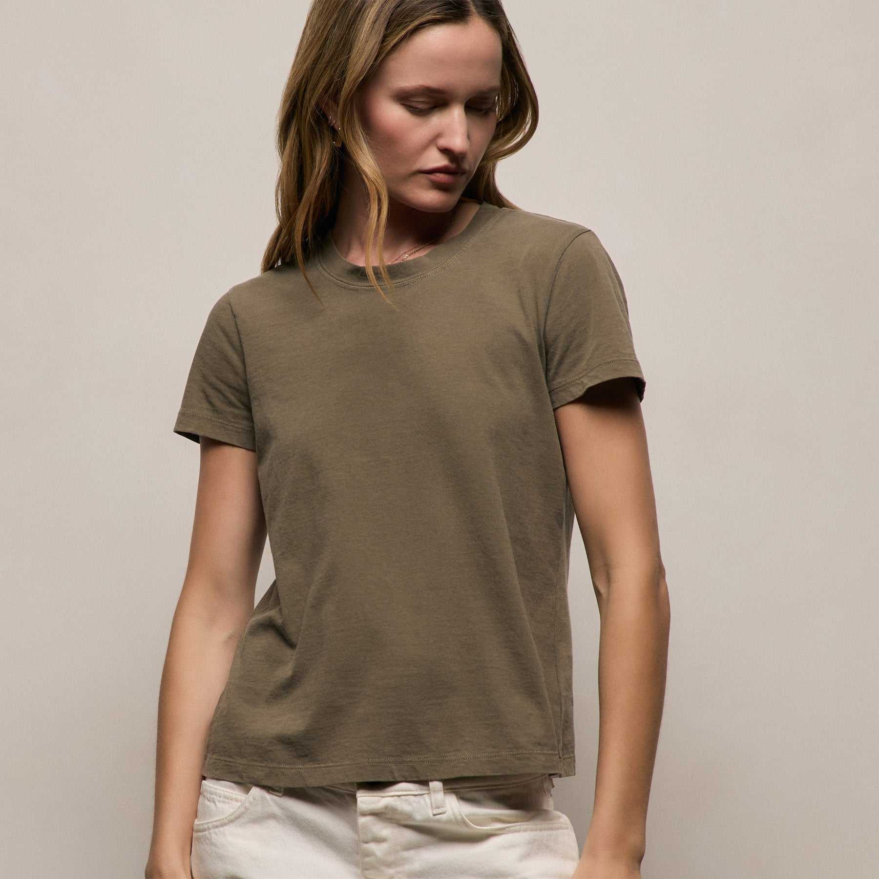 Vintage Little Boy Tee - Light Olive Pigment