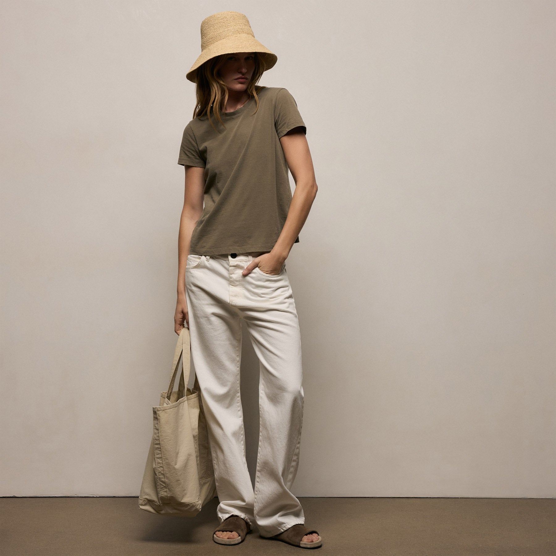 Vintage Little Boy Tee - Light Olive Pigment