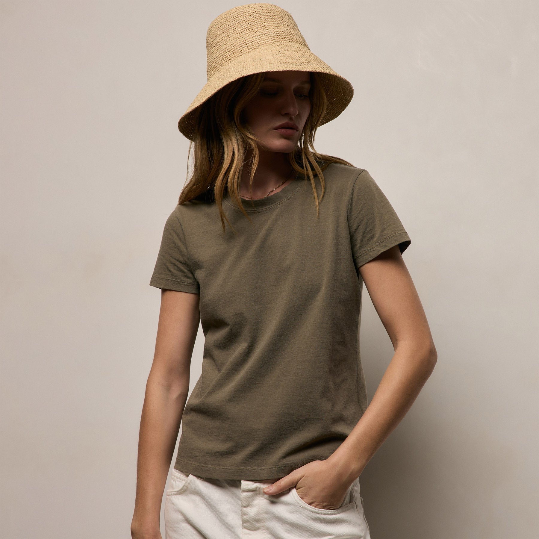 Vintage Little Boy Tee - Light Olive Pigment