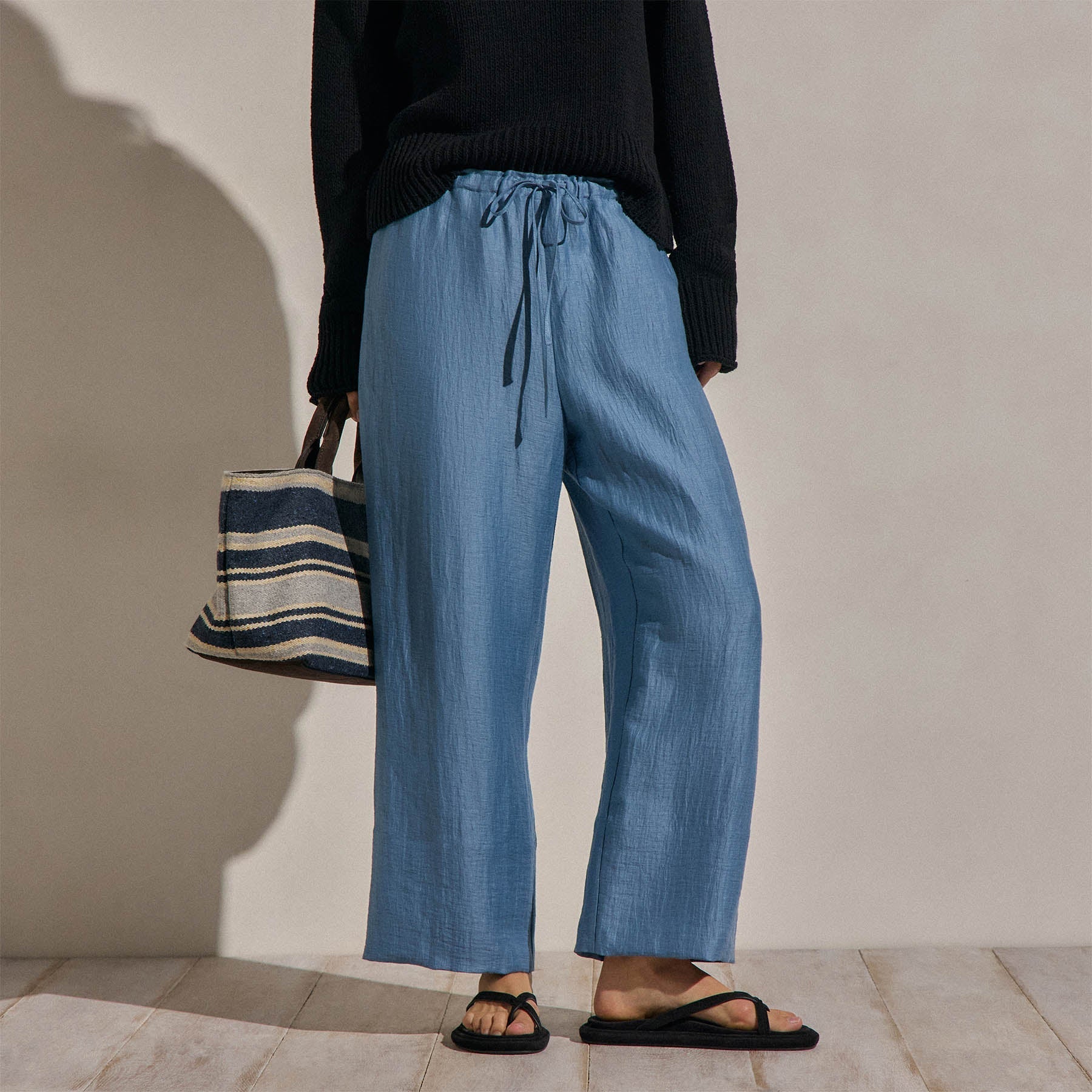 Linen Wide Cuff Pant - Blue Hyacinth