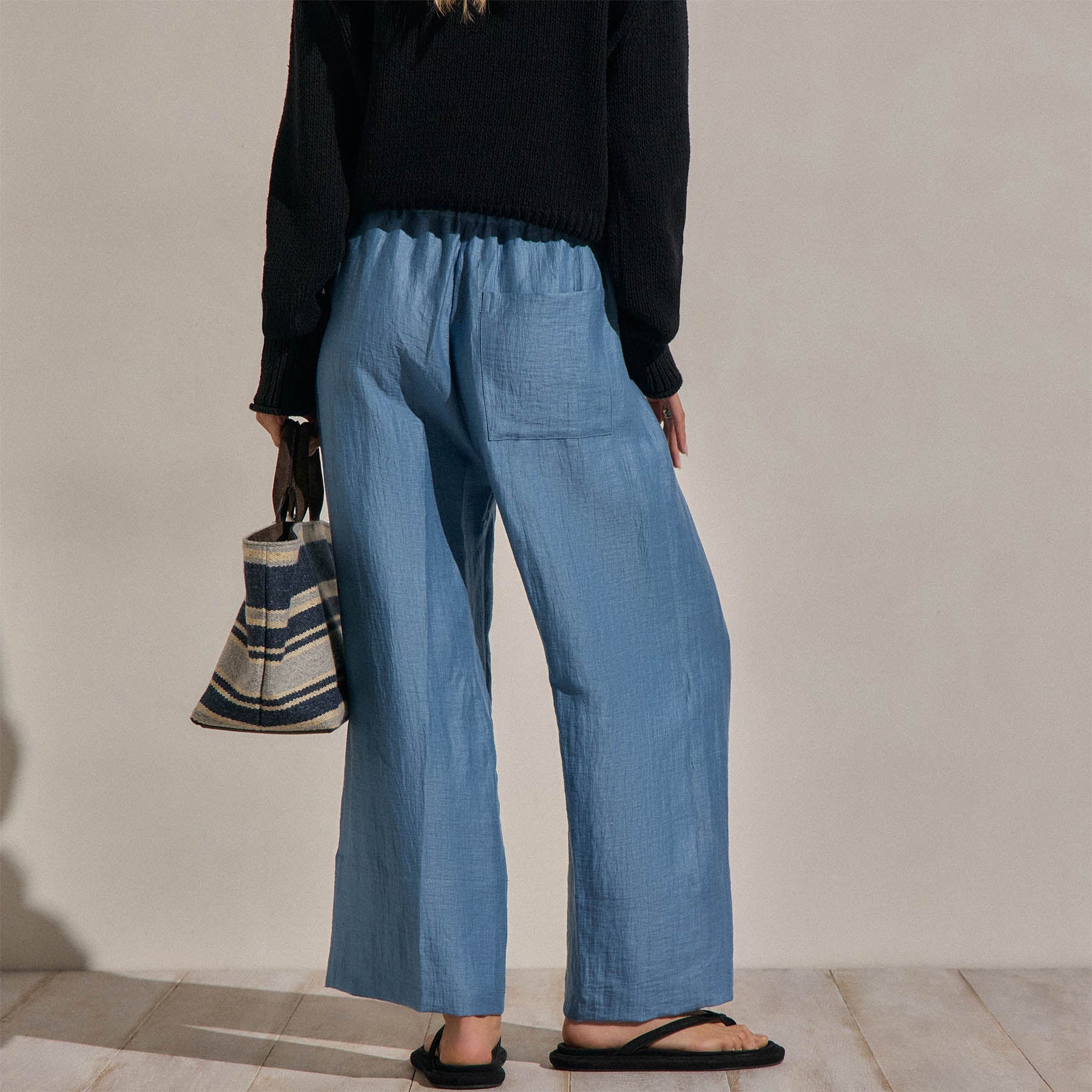 Linen Wide Cuff Pant - Blue Hyacinth
