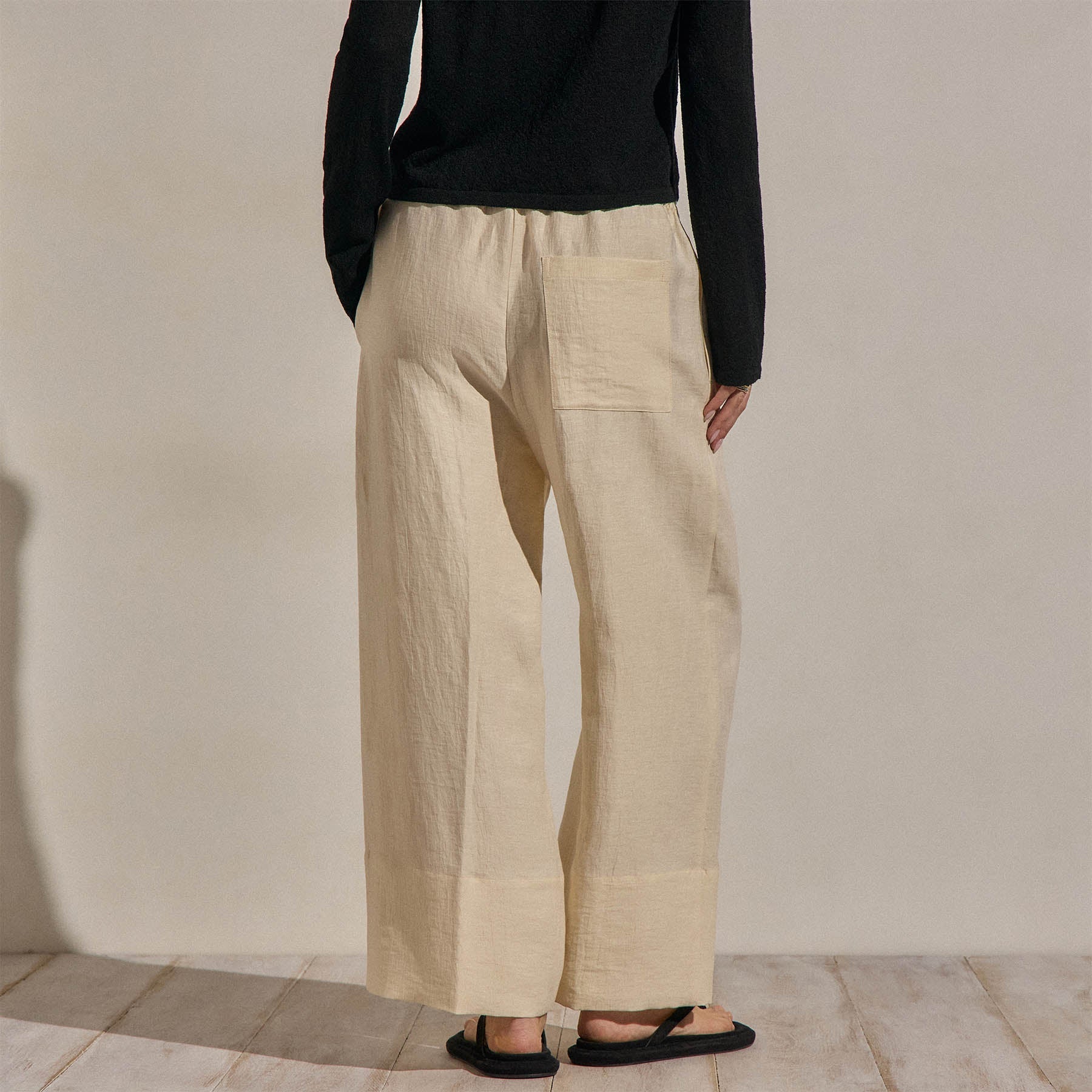 Linen Wide Cuff Pant - Ecru