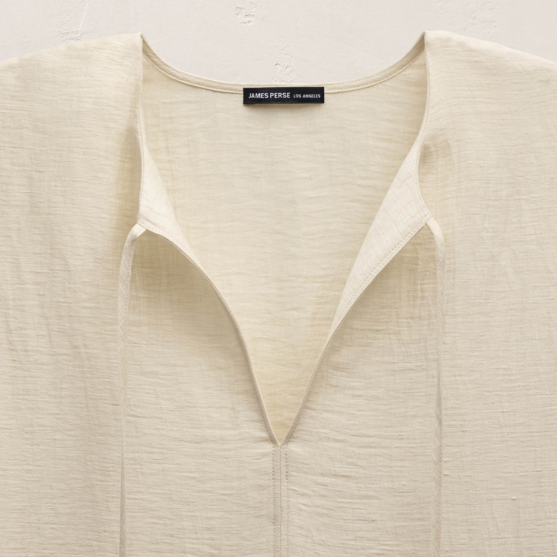 Textured Linen Tie Front Tunic Dress - Ecru