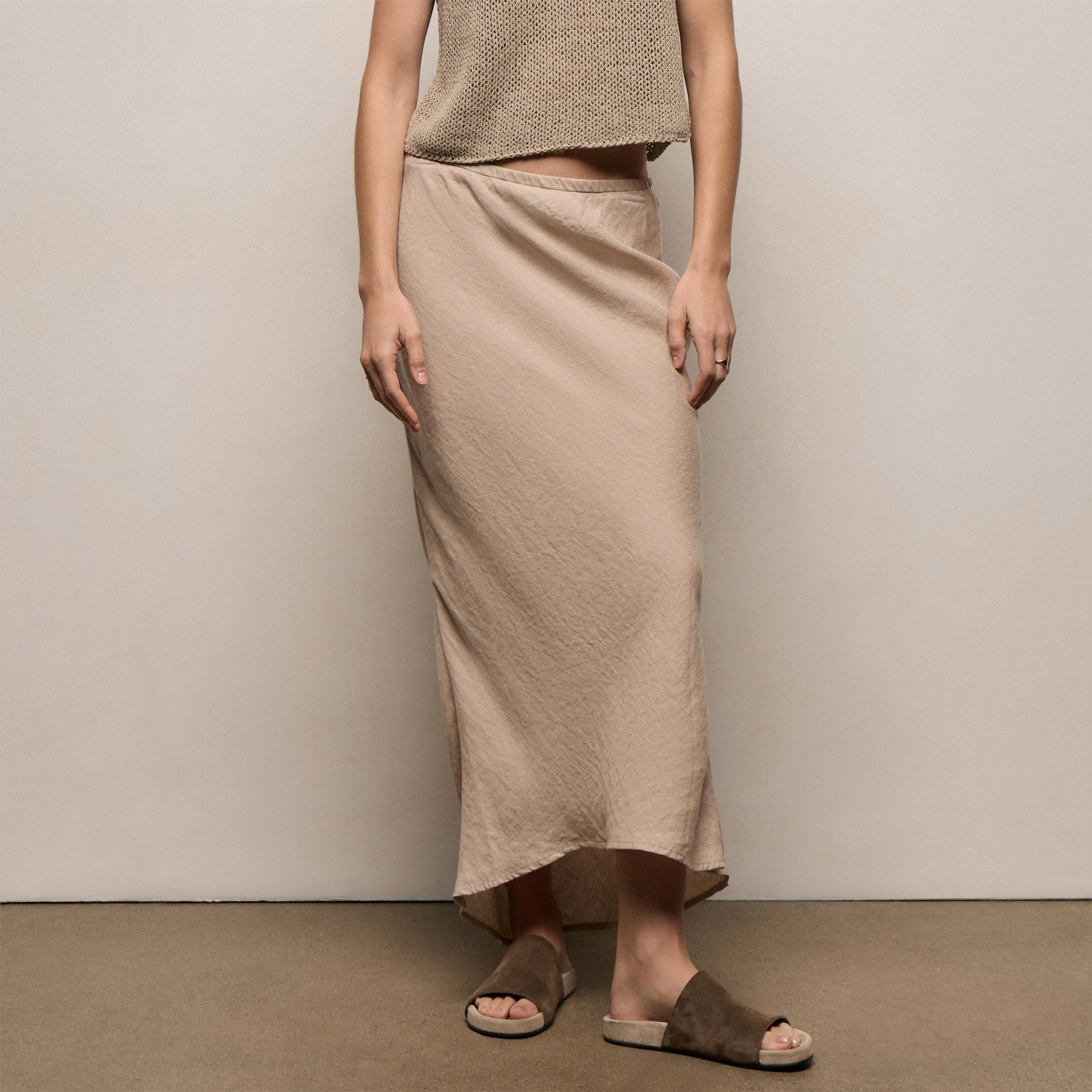 Linen Skirt - Stone