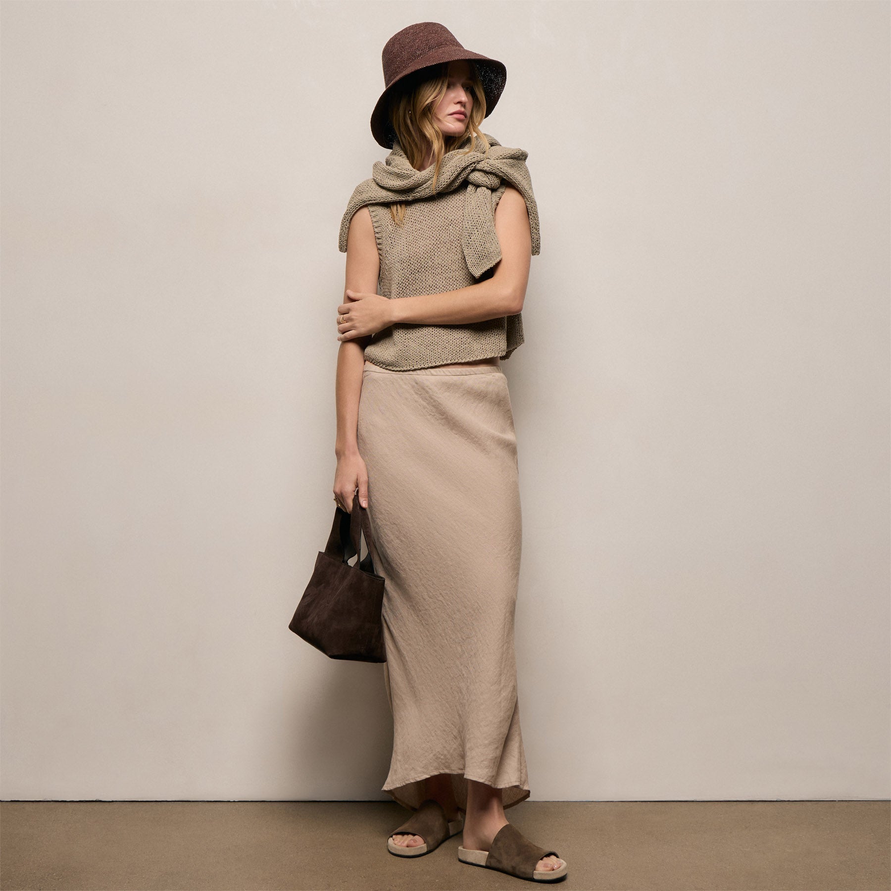 Linen Skirt - Stone