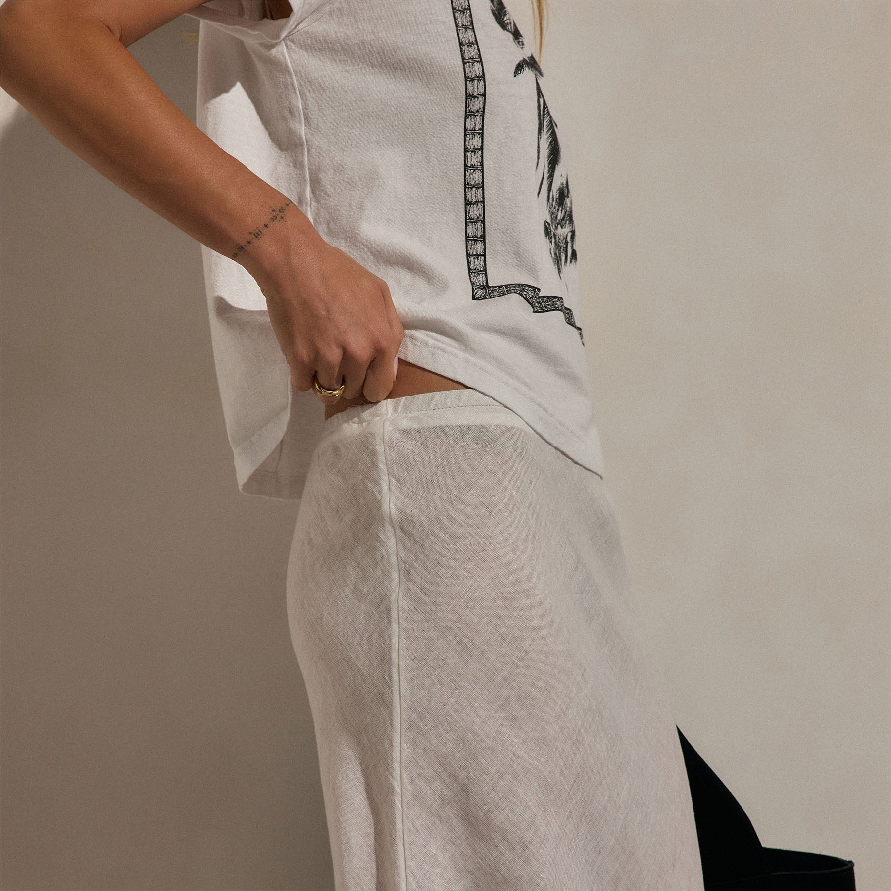 Linen Skirt - White