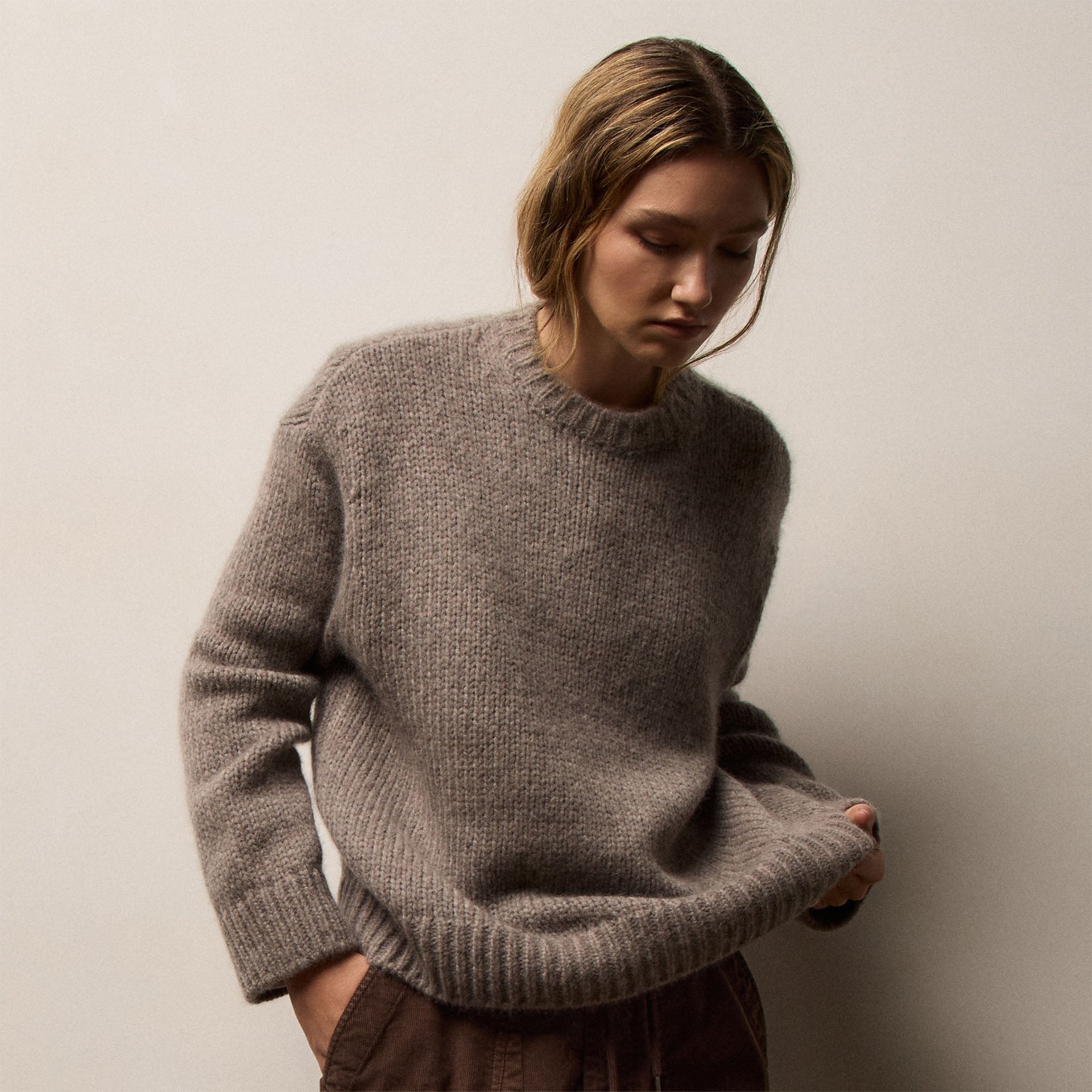 Textured Cashmere Sweater - Beige Melange