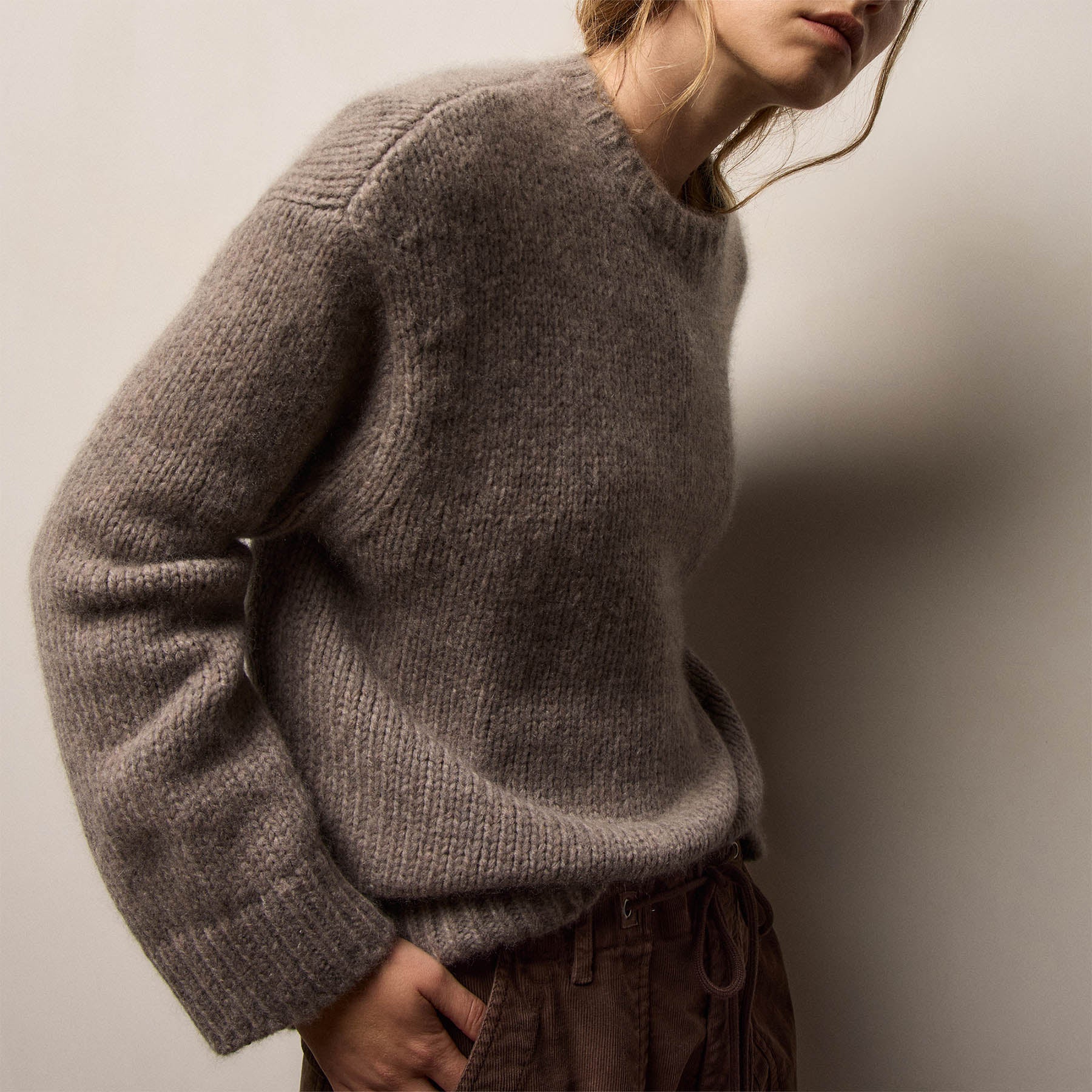 Textured Cashmere Sweater - Beige Melange