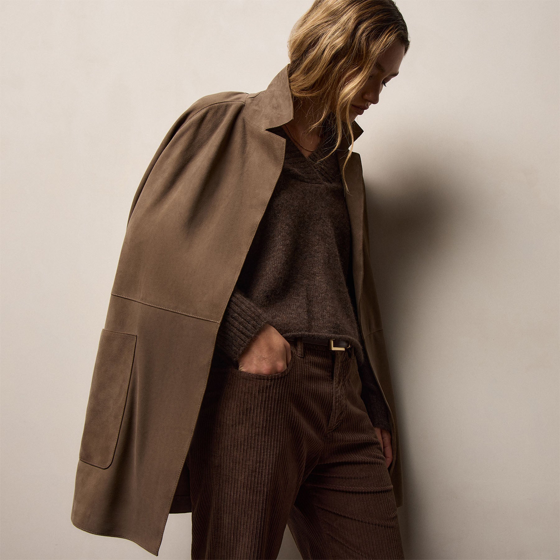 Suede Trench Coat - Caribou