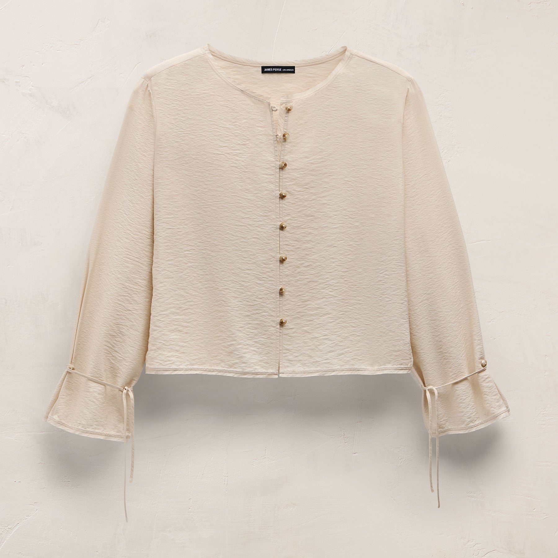 Modal Silk Blend Tie Up Blouse - Parchment