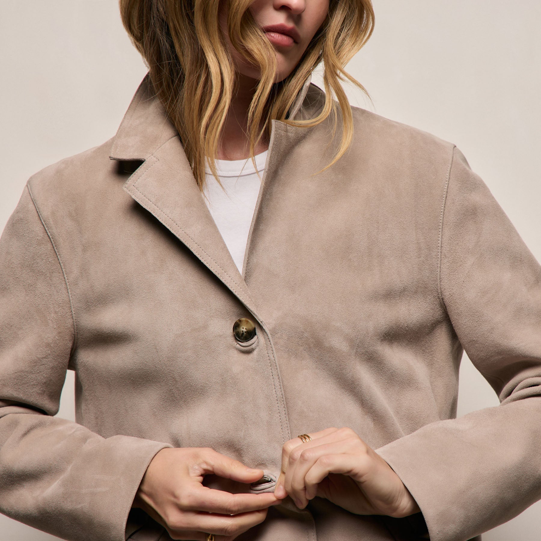 Relaxed Suede Blazer - Grout
