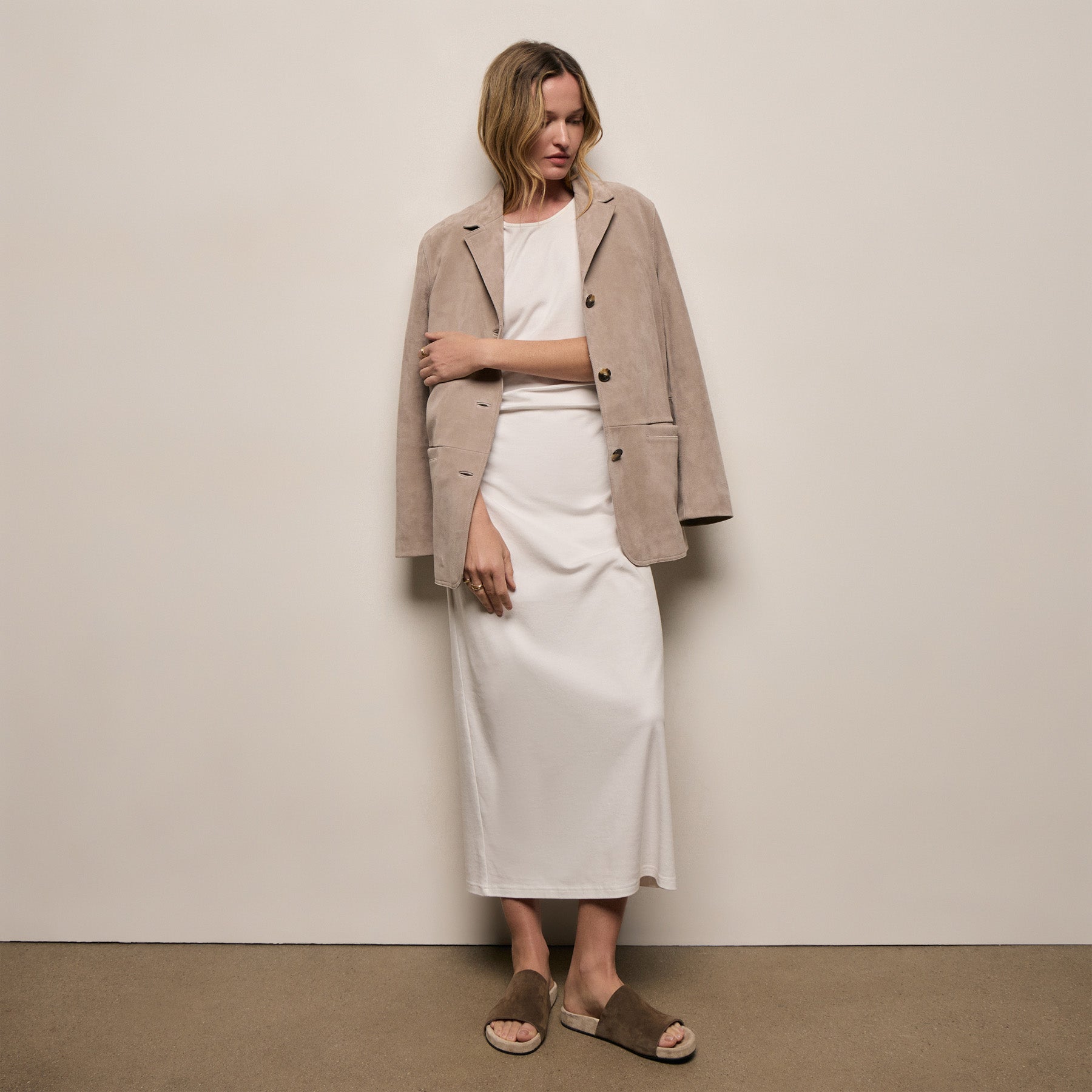 Relaxed Suede Blazer - Grout