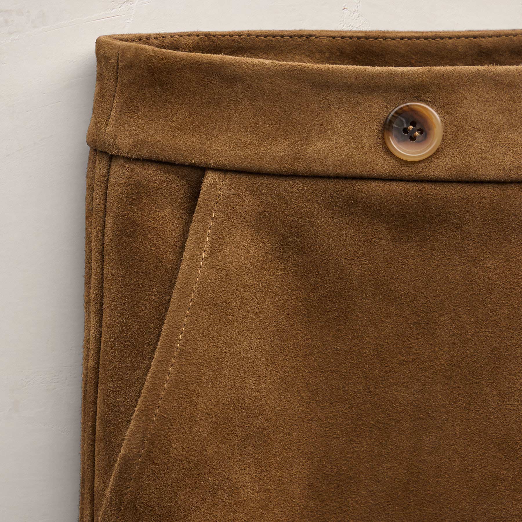 Wrap Front Suede Mini Skirt - Tabacco