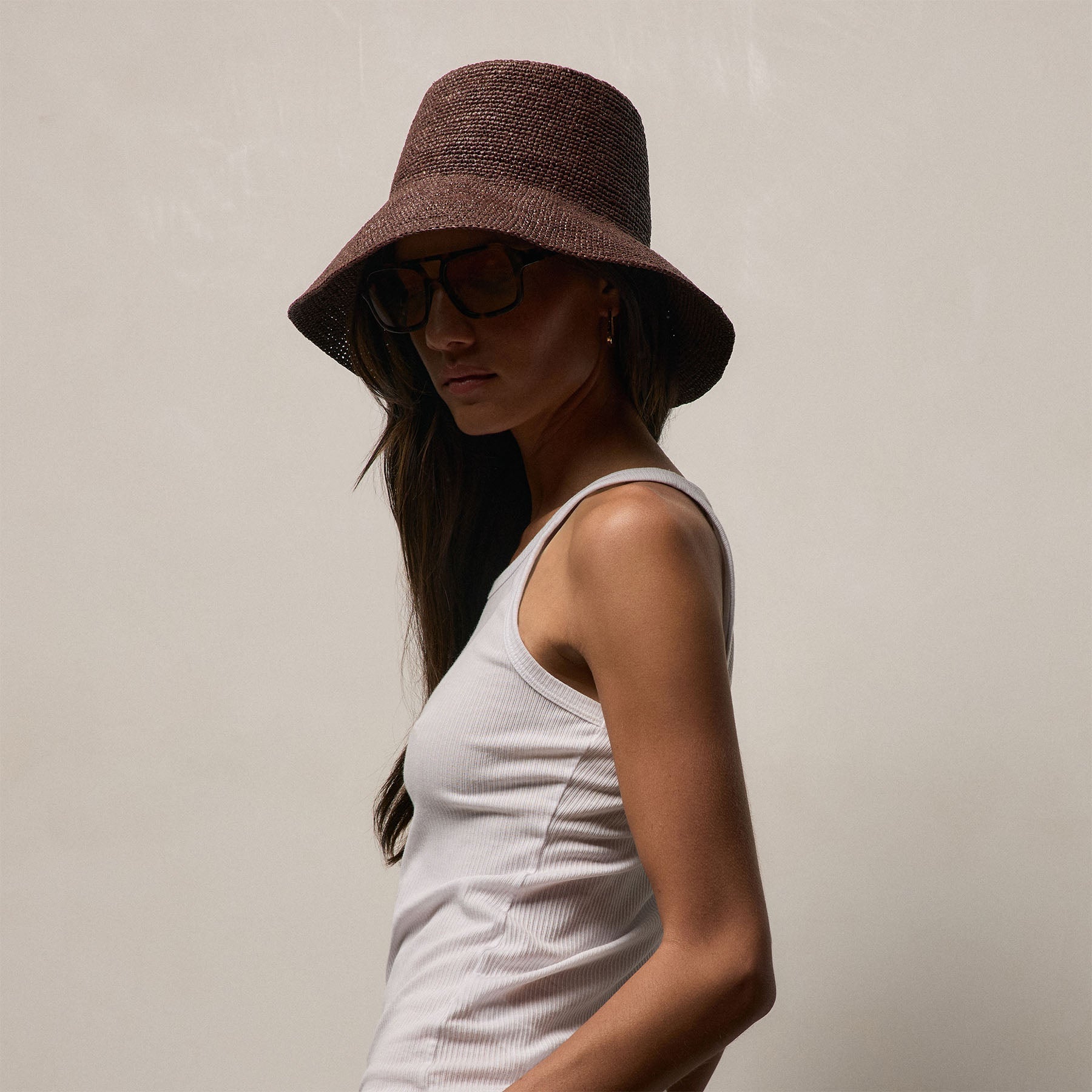 Ribbed High Neck Cami - White