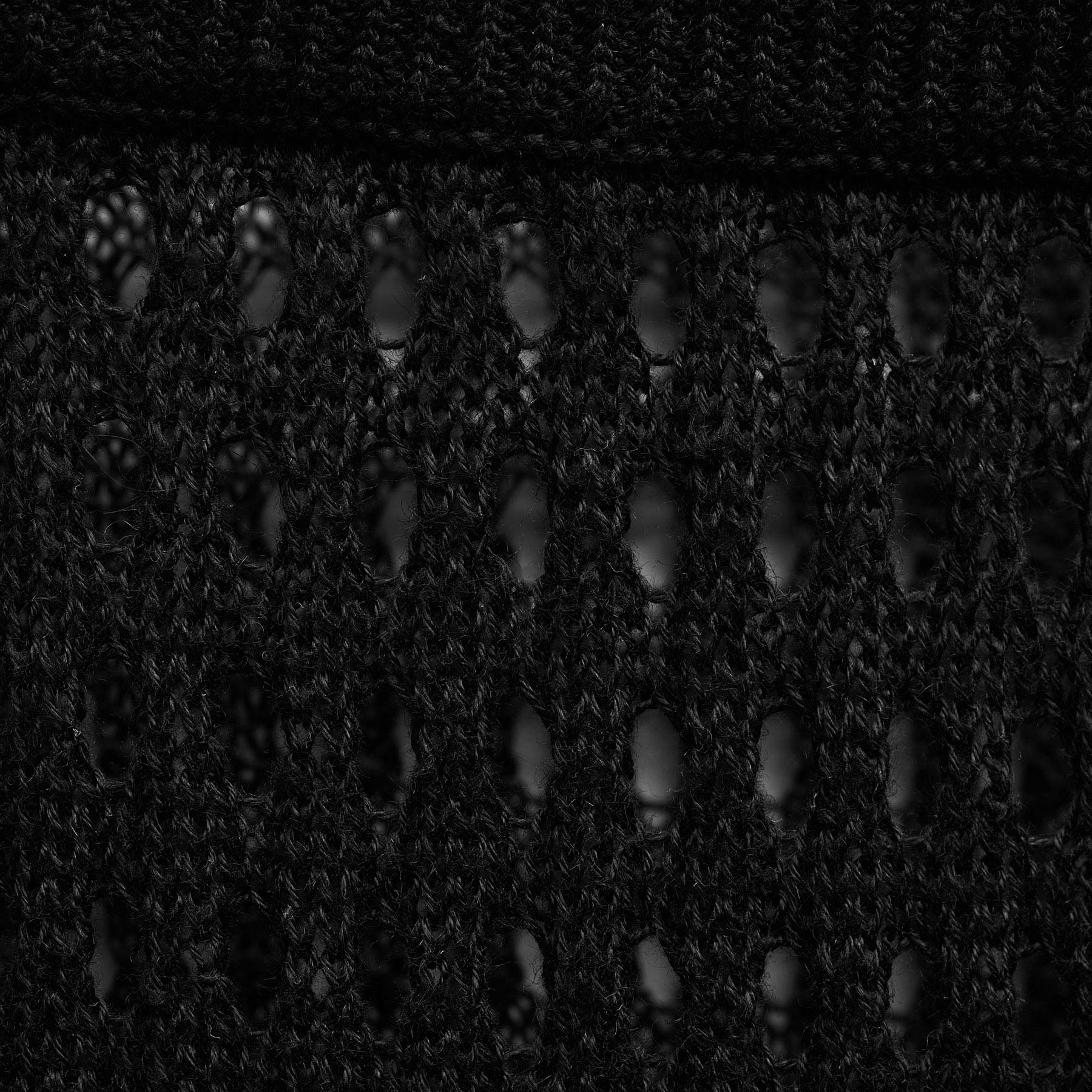 Linen Open Knit Midi Skirt - Black