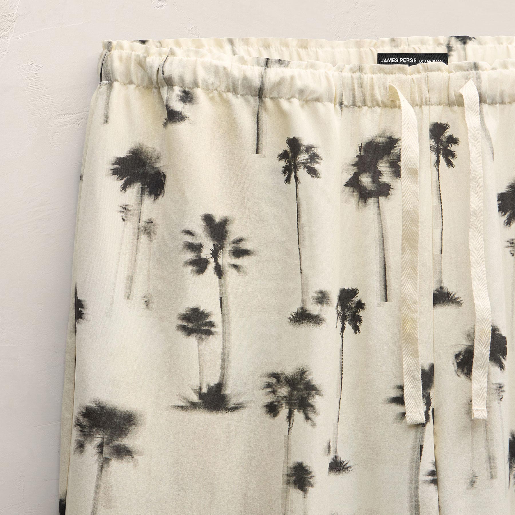 Printed Washed Silk Wide Cuff Pant - Allover Palm Print