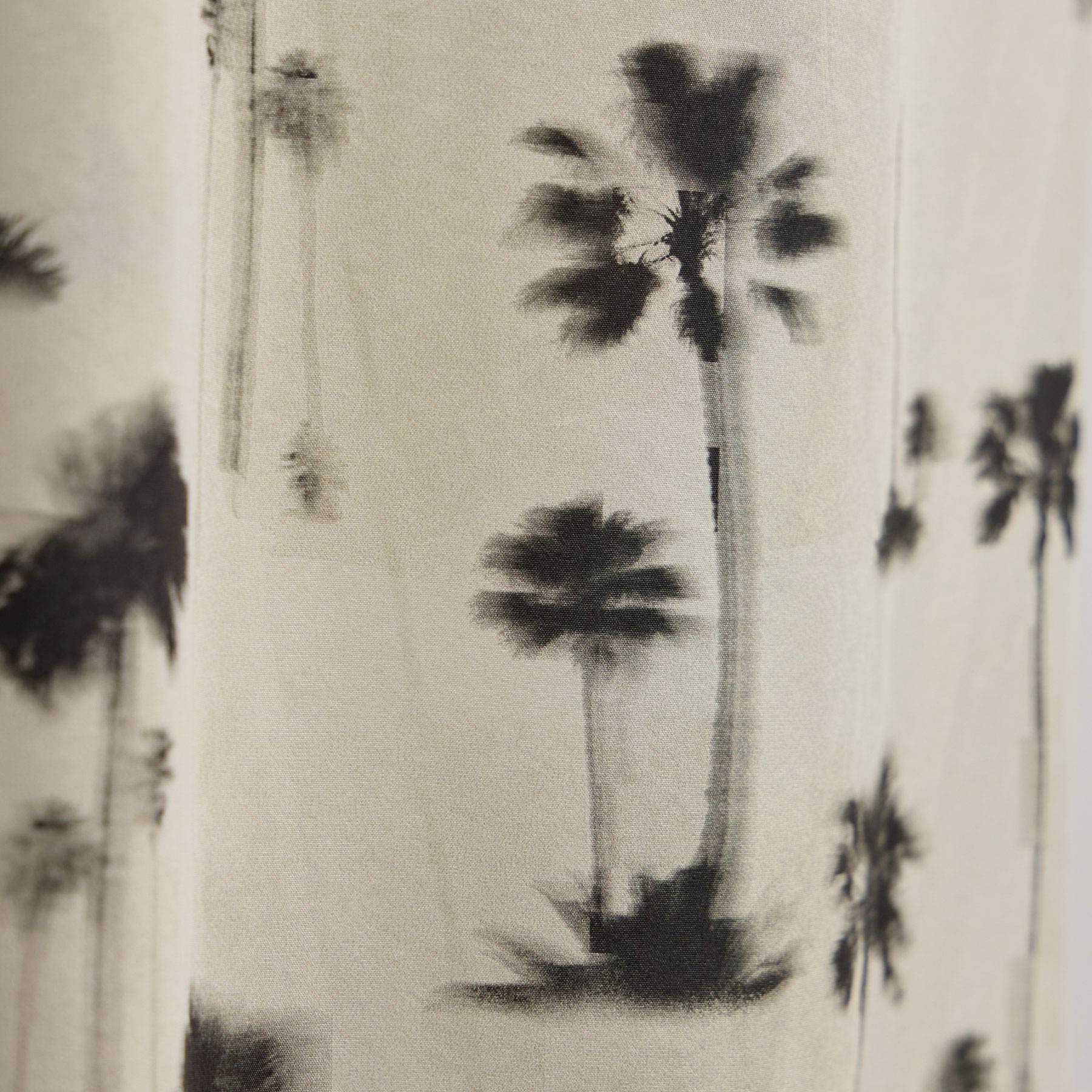 Printed Washed Silk Wide Cuff Pant - Allover Palm Print