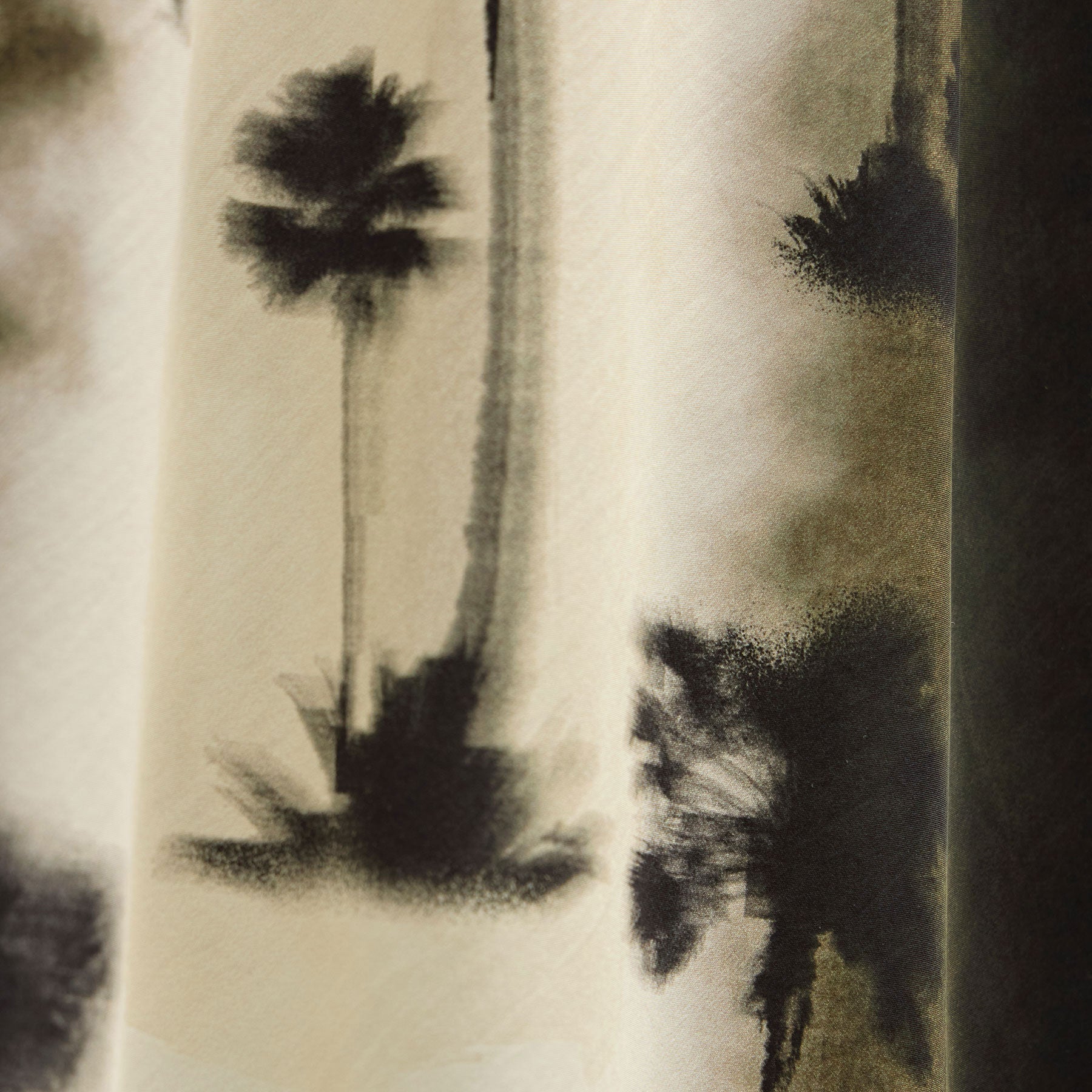 Printed Washed Silk Strappy Cami Dress - Ombre Palm Print