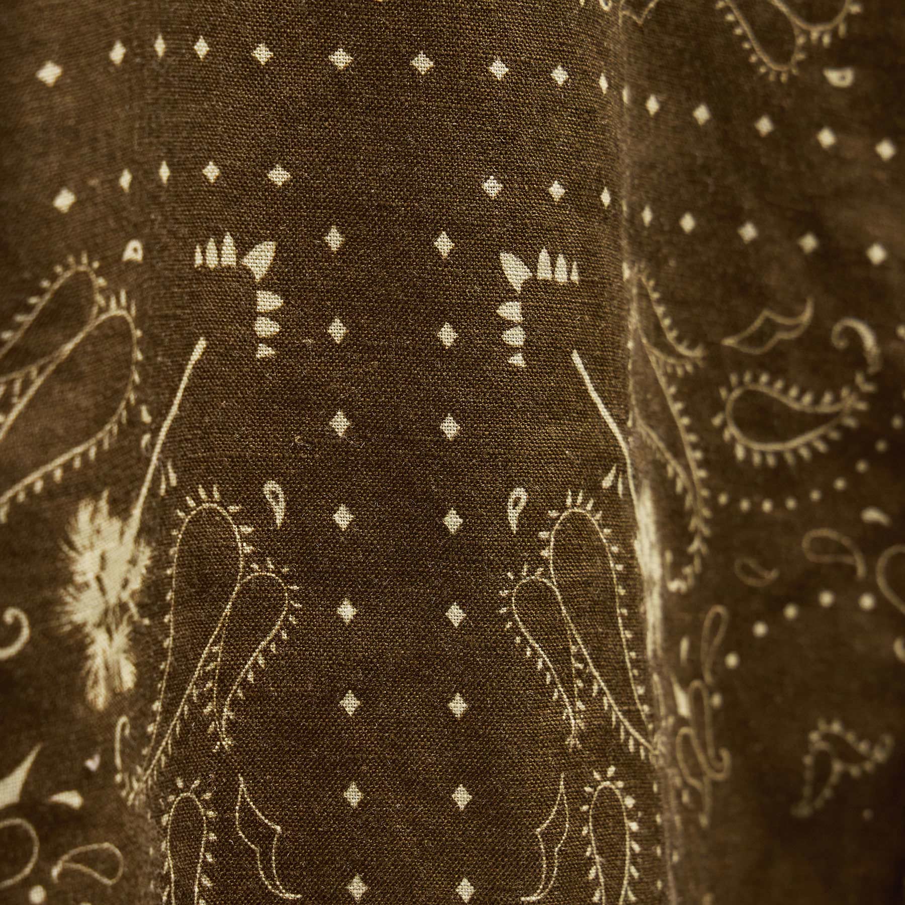 Palm Paisley Linen Shirt - Brown Bandana Print