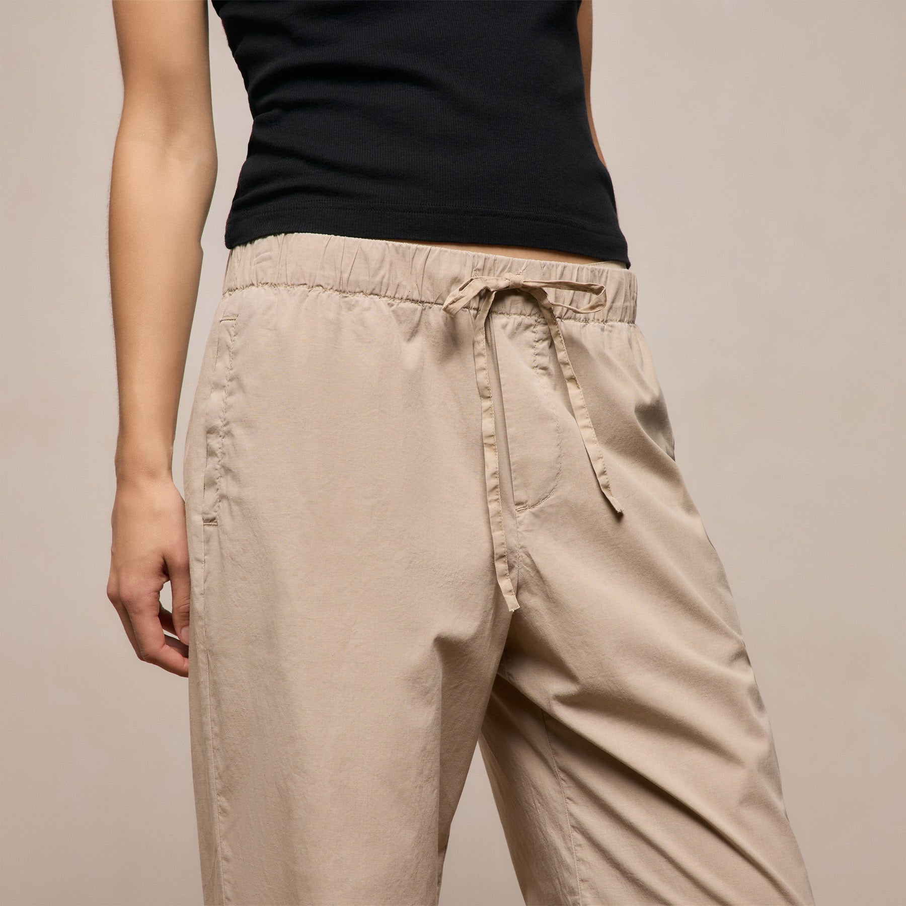 Stretch Poplin Drawcord Pant - Stone Pigment
