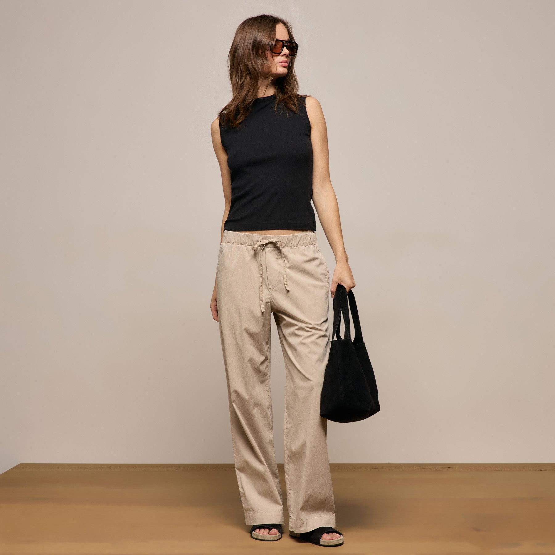 Stretch Poplin Drawcord Pant - Stone Pigment