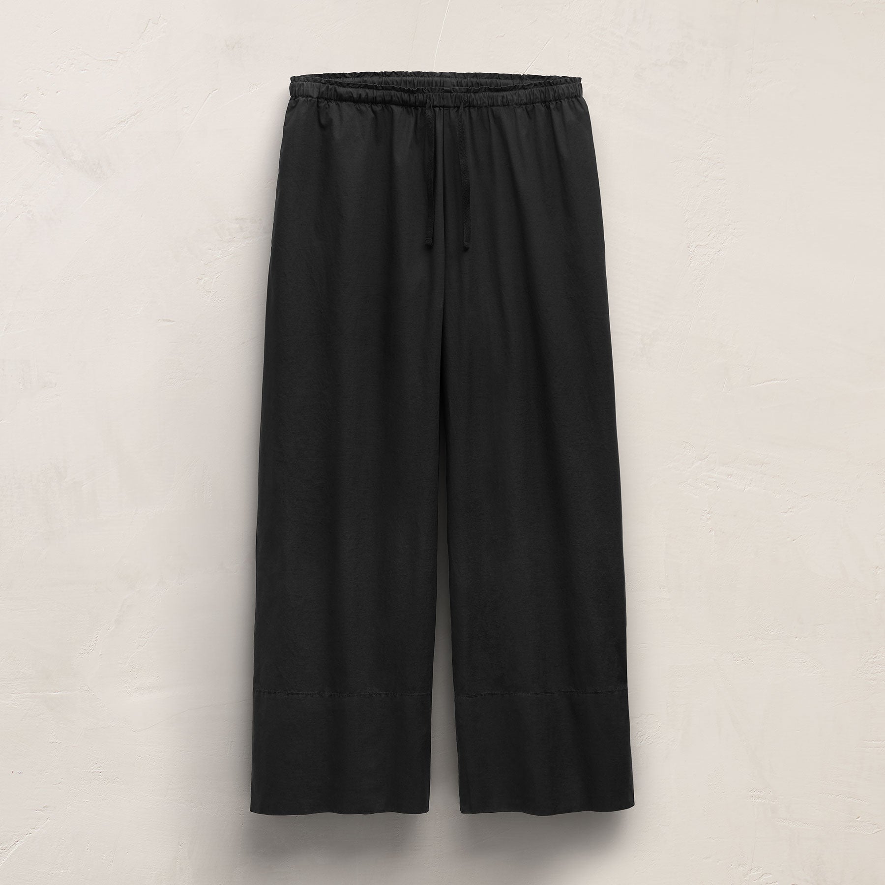 Cotton Linen Poplin Wide Cuff Pant - Black