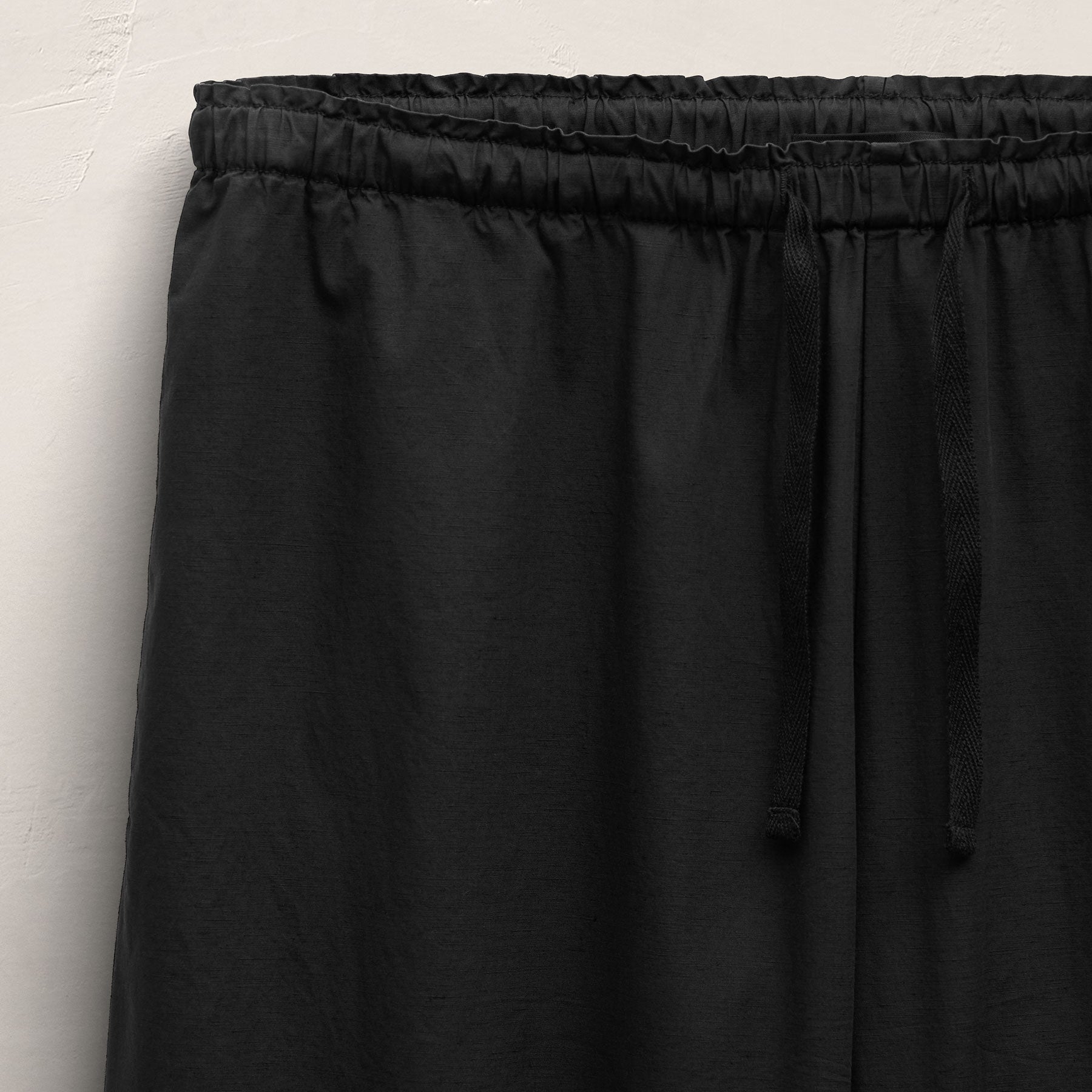 Cotton Linen Poplin Wide Cuff Pant - Black
