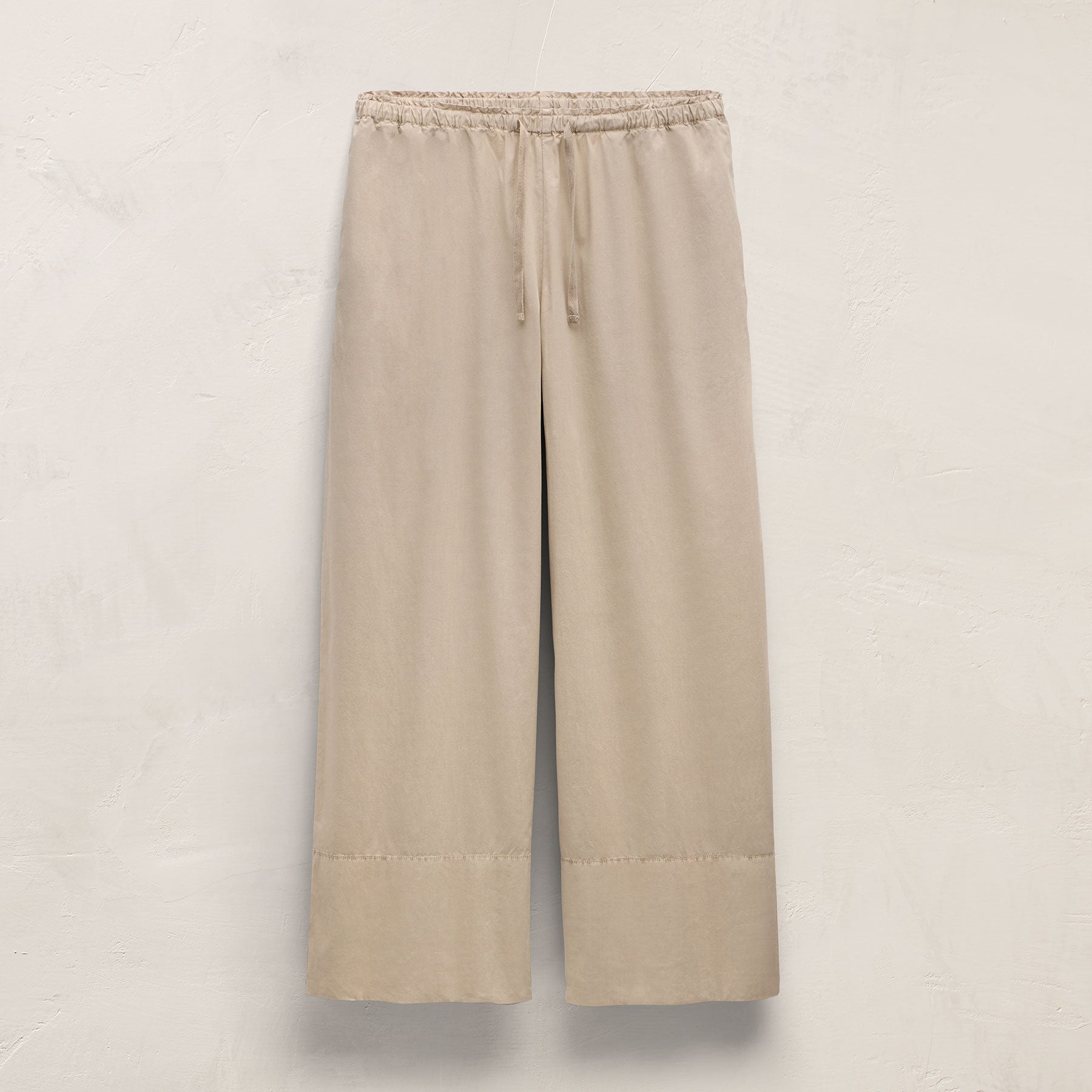Cotton Linen Poplin Wide Cuff Pant - Stone Pigment