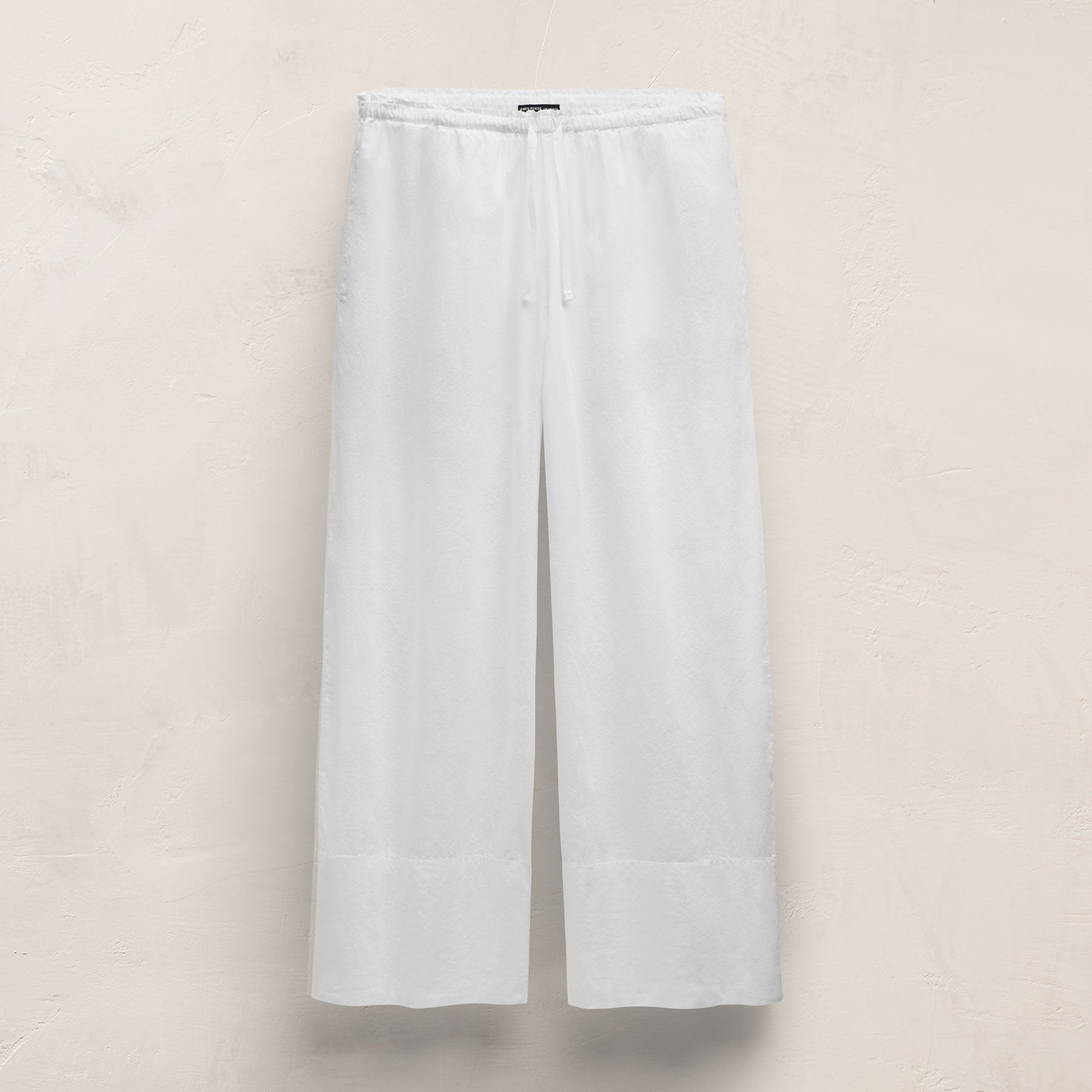 Cotton Linen Poplin Wide Cuff Pant - White