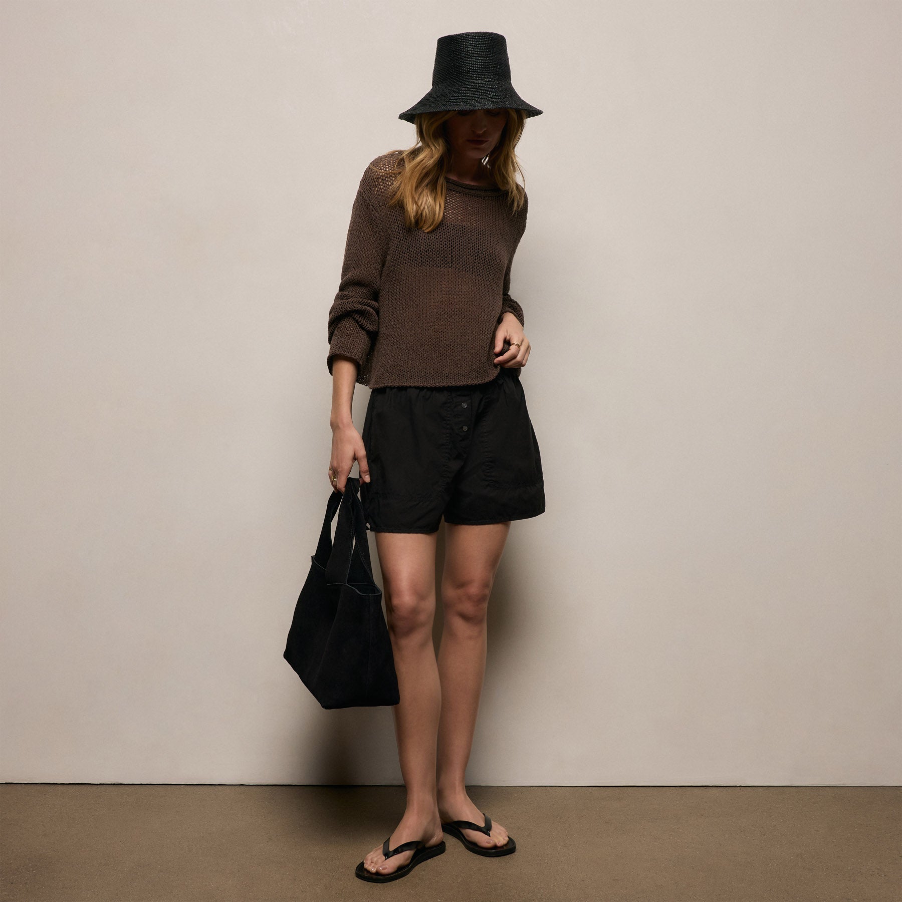 Stretch Poplin Boxer Short - Black