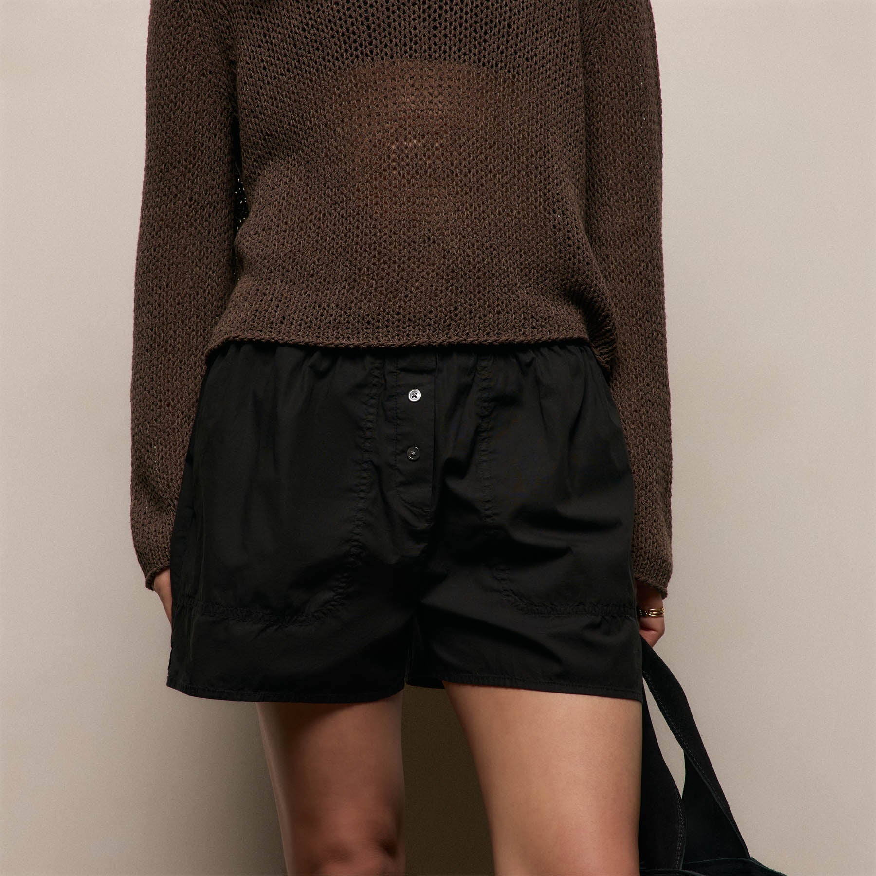 Stretch Poplin Boxer Short - Black