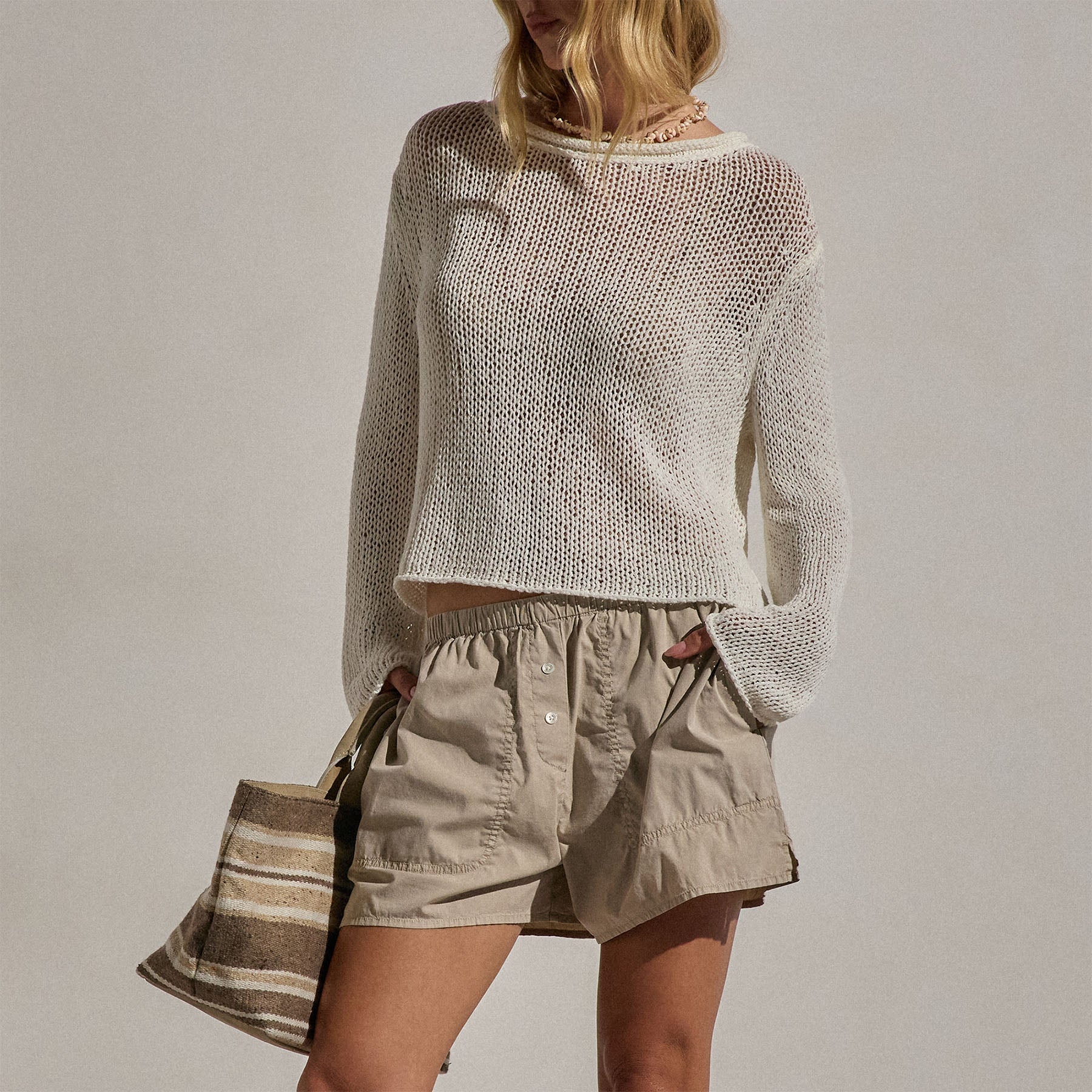 Stretch Poplin Boxer Short - Stone Pigment