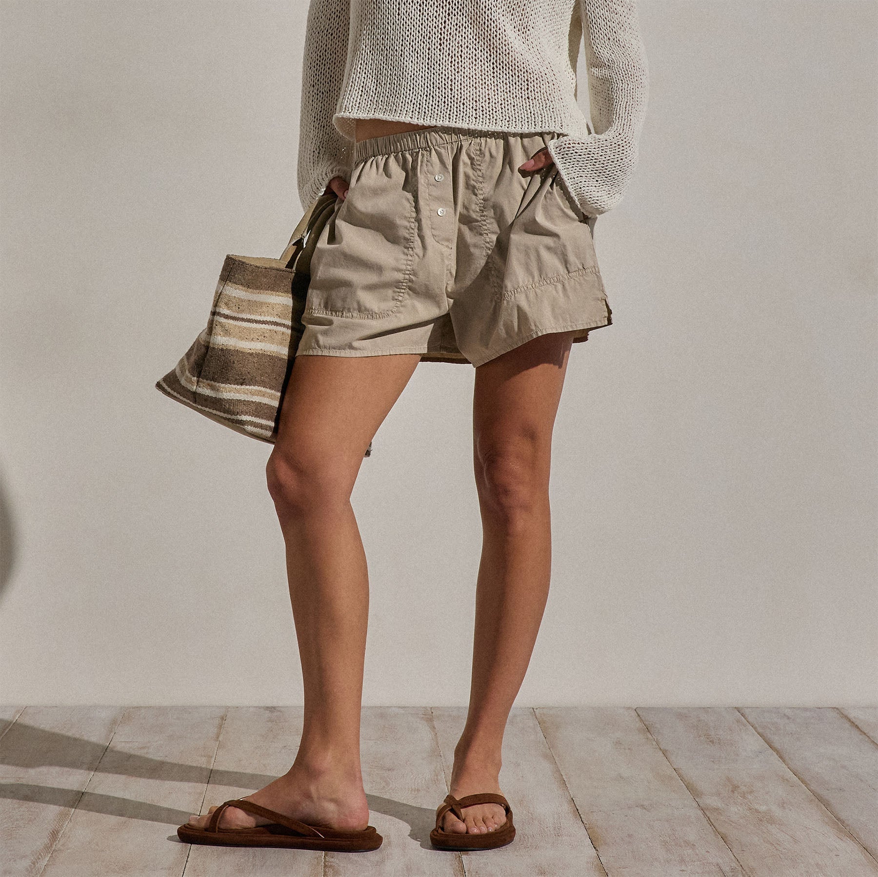 Stretch Poplin Boxer Short - Stone Pigment