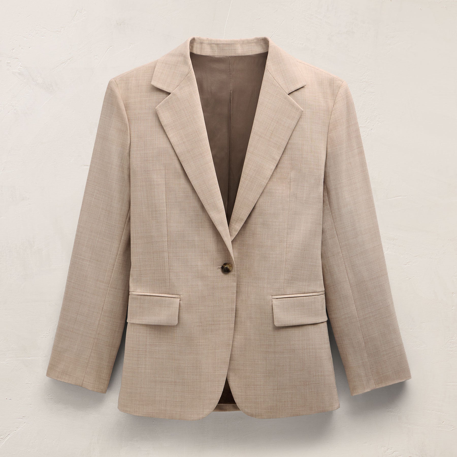 Relaxed Wool Blend Melange Blazer - Heather Stone