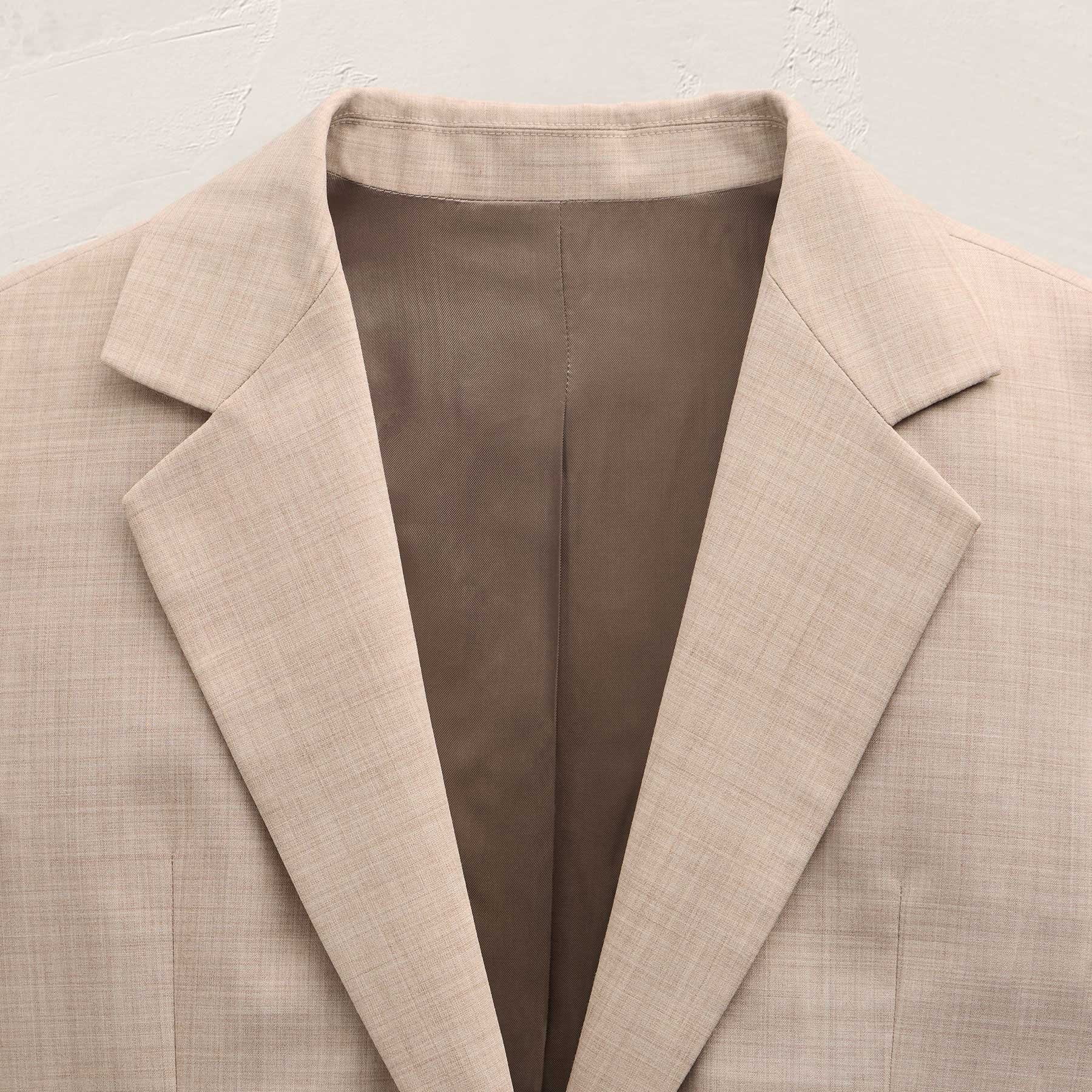 Relaxed Wool Blend Melange Blazer - Heather Stone