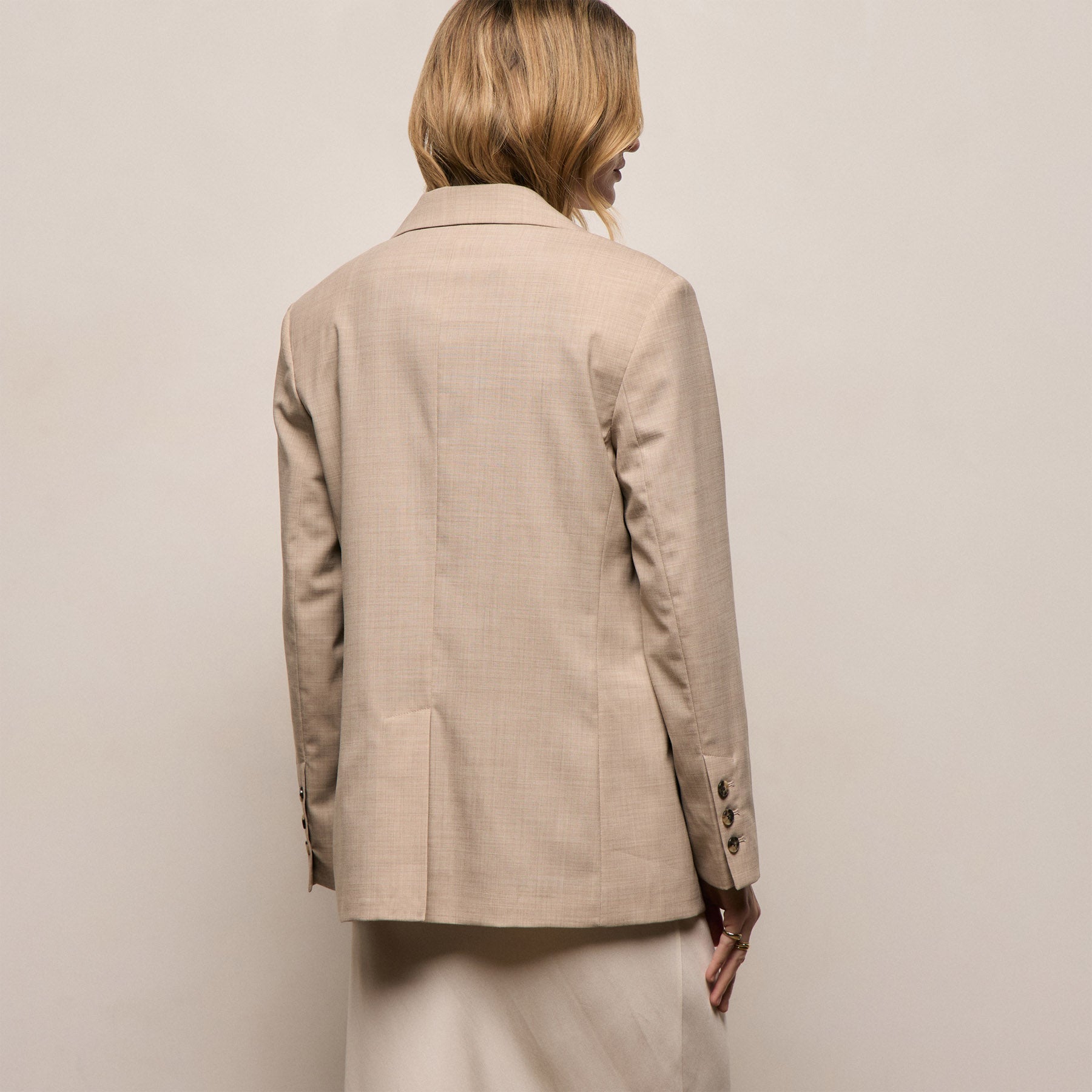 Relaxed Wool Blend Melange Blazer - Heather Stone