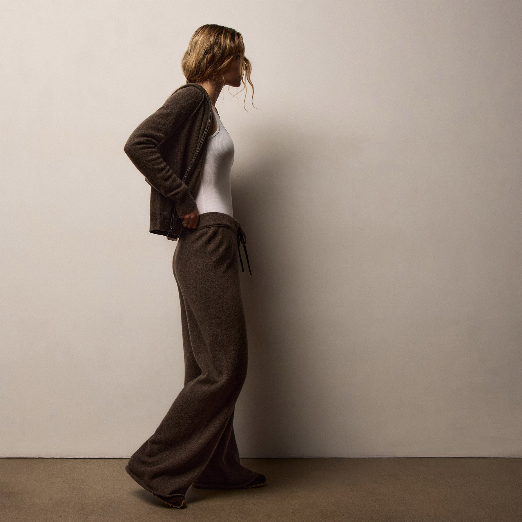 Recycled Cashmere Wide Leg Pant - Porcupine