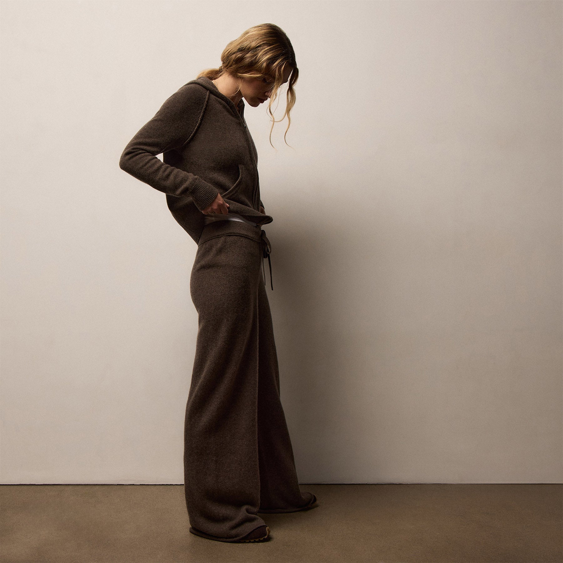 Recycled Cashmere Wide Leg Pant - Porcupine
