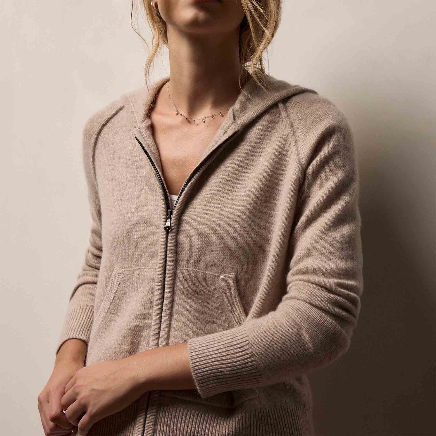Recycled Cashmere Track Jacket - Stone