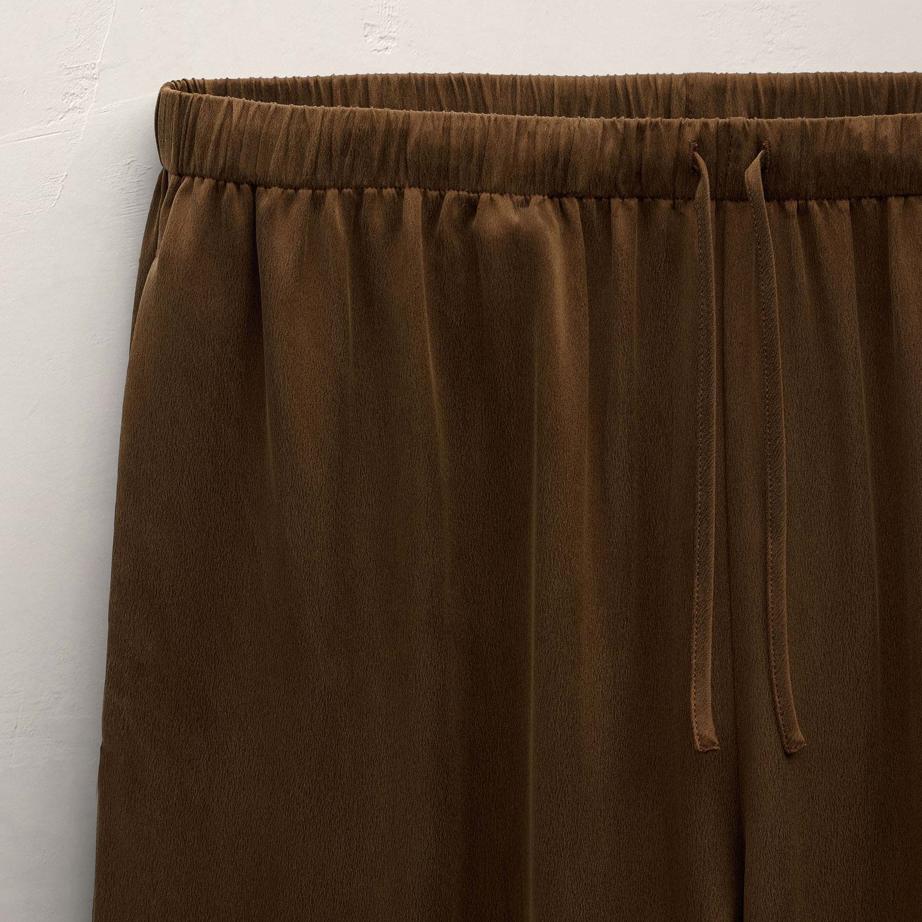 Silk Charmeuse Drawstring Pant - Cocoa