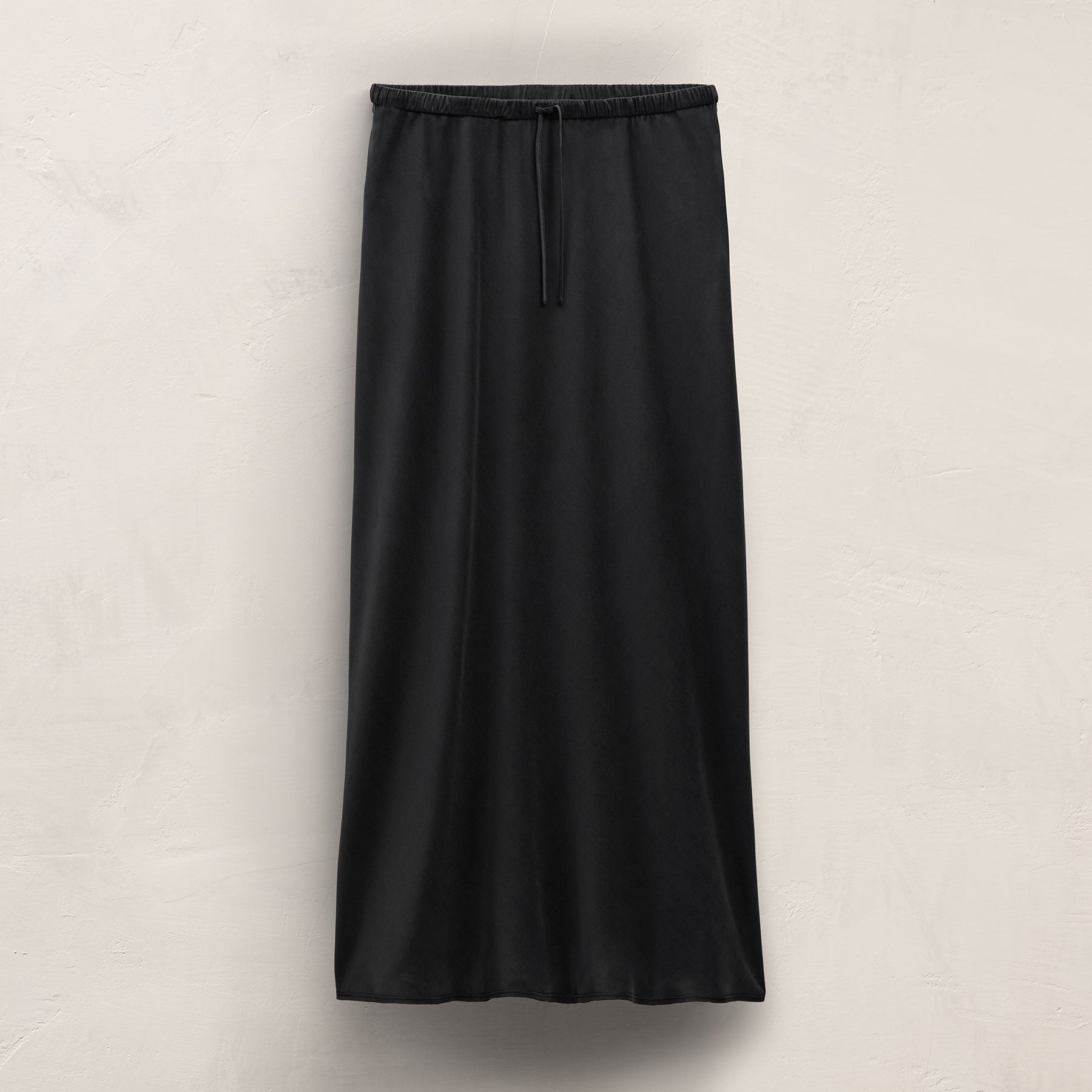 Silk Charmeuse Drawstring Skirt - Black