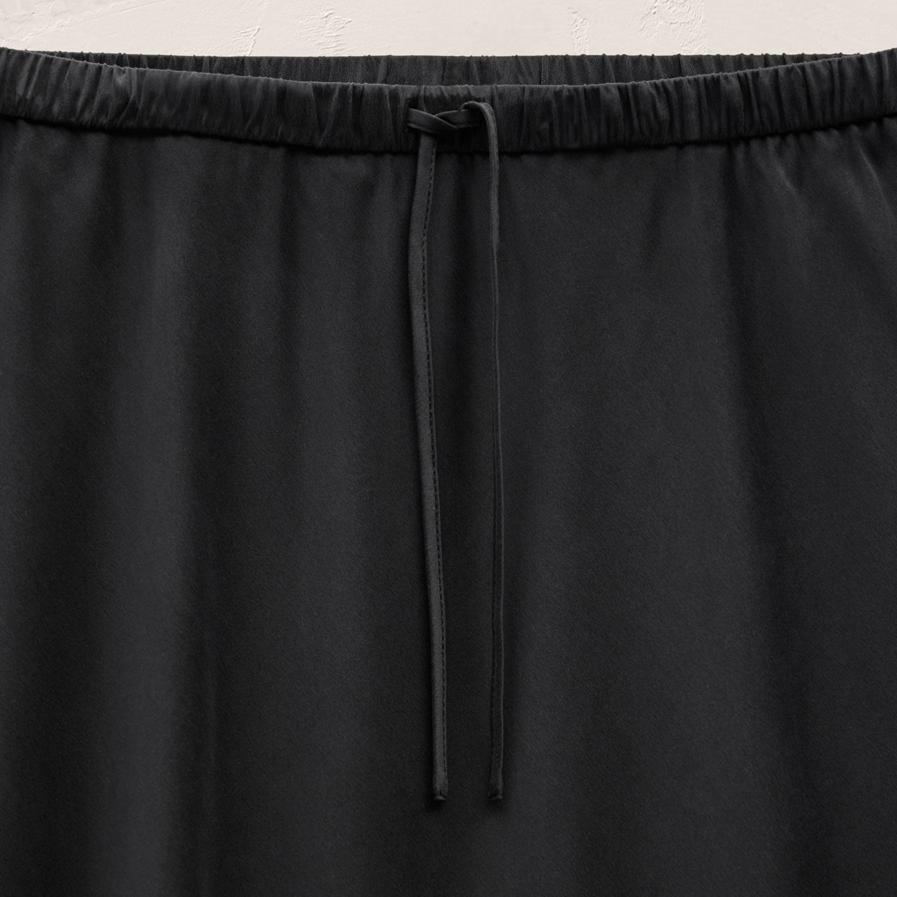 Silk Charmeuse Drawstring Skirt - Black
