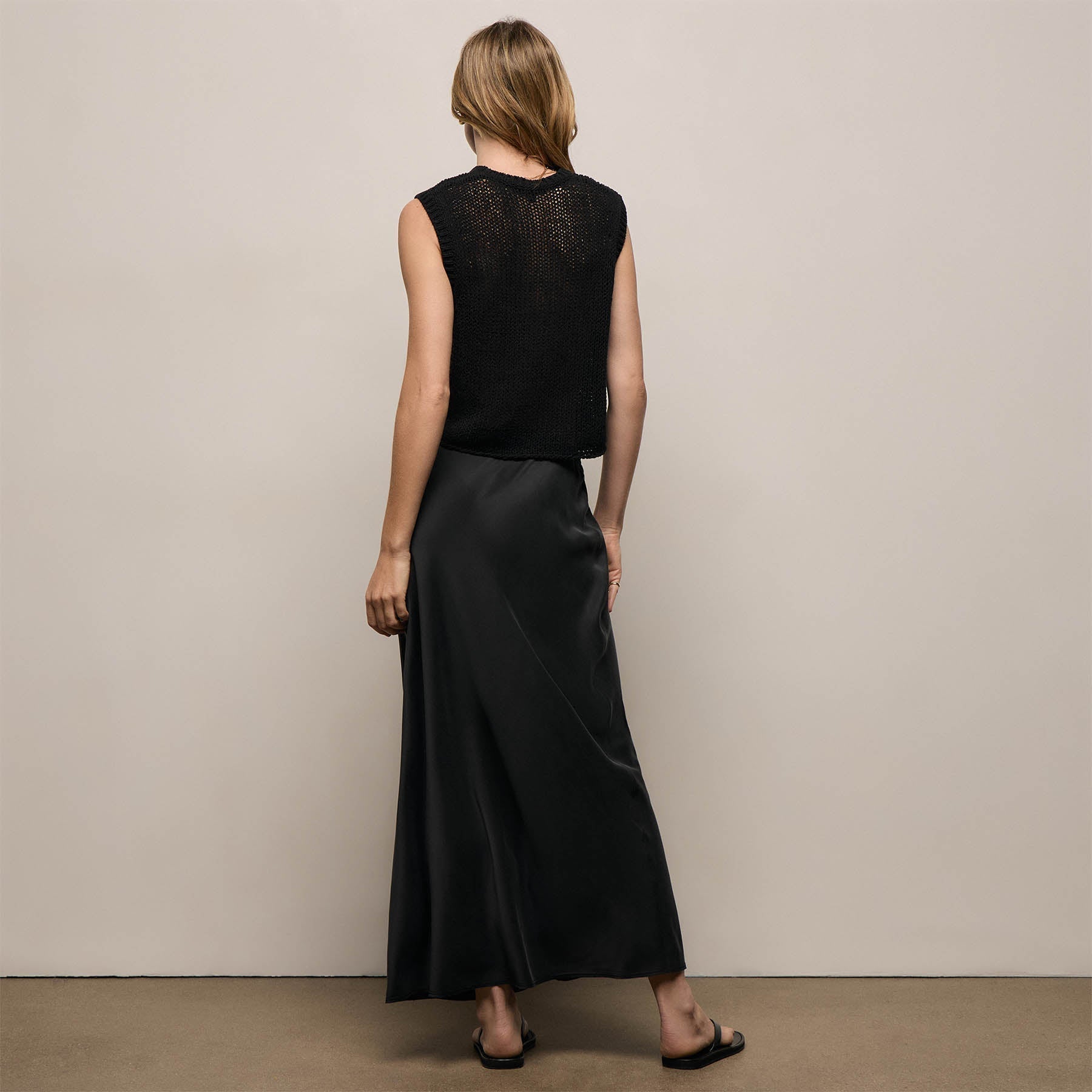 Silk Charmeuse Drawstring Skirt - Black