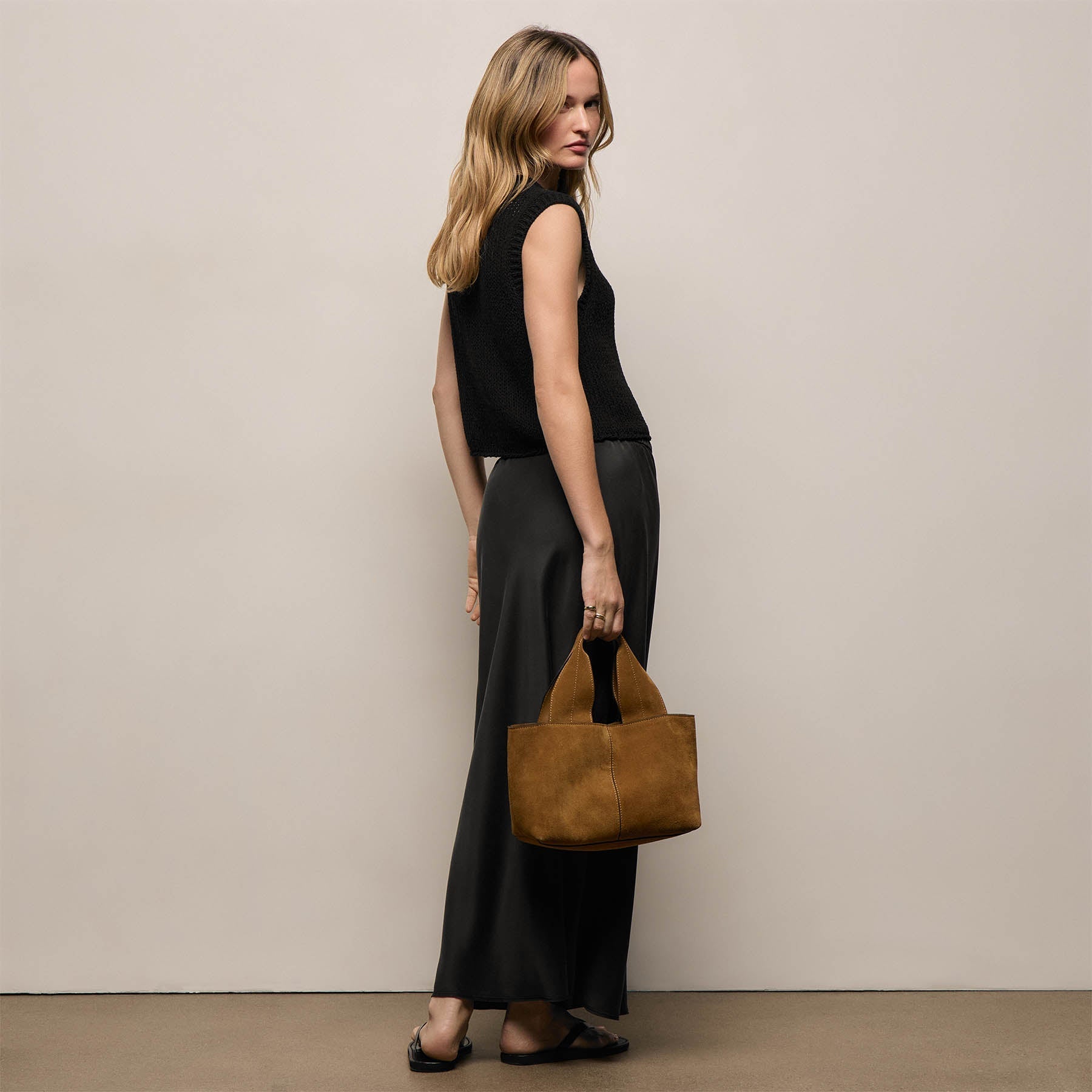Silk Charmeuse Drawstring Skirt - Black