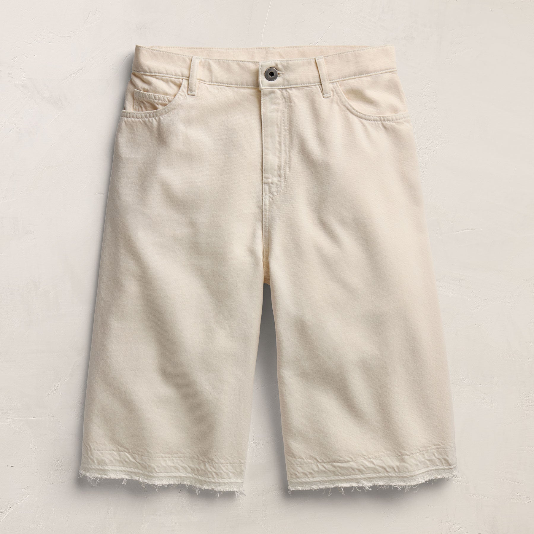 Denim Wide Leg Bermuda Short - Ecru