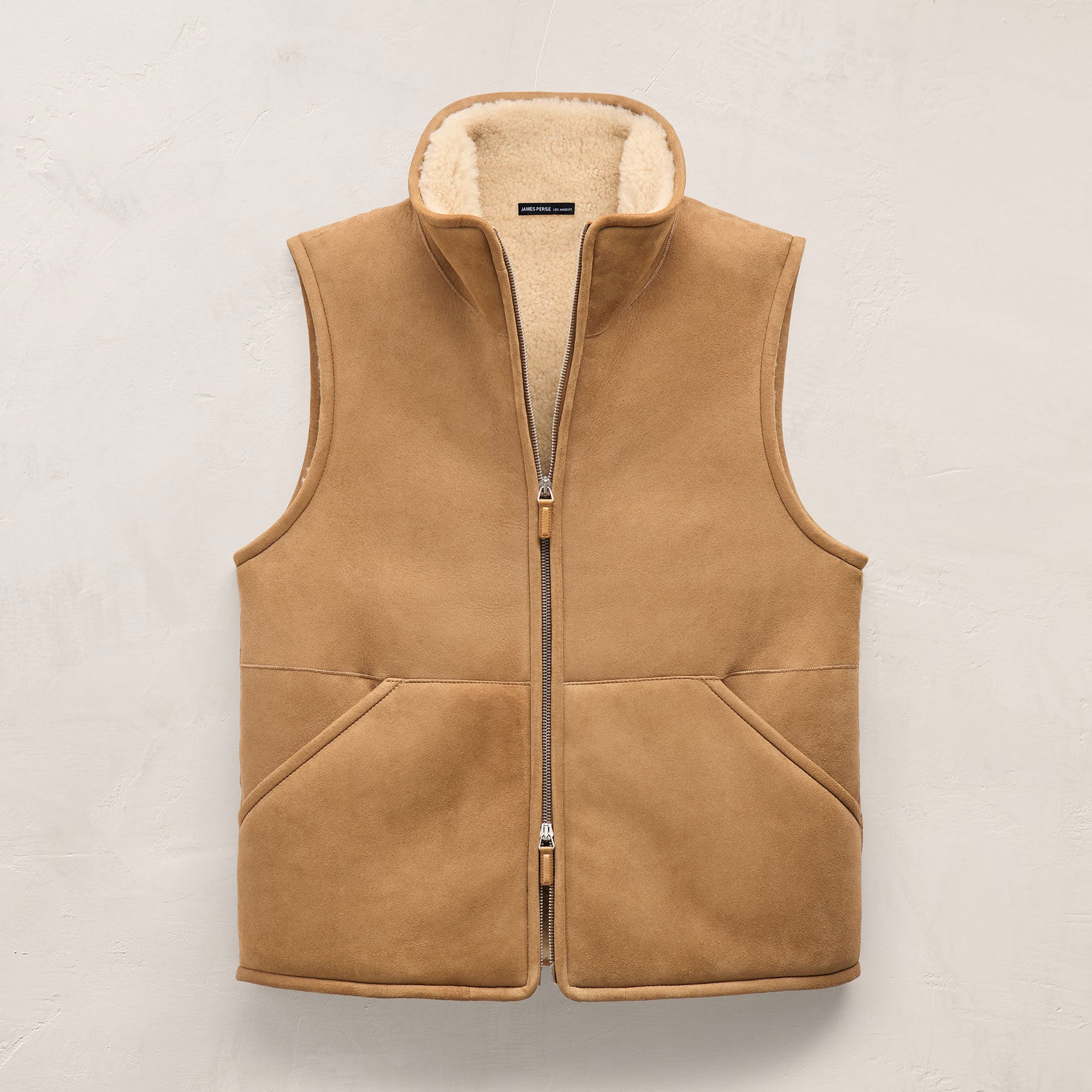 Suede Shearling Vest - Caramel