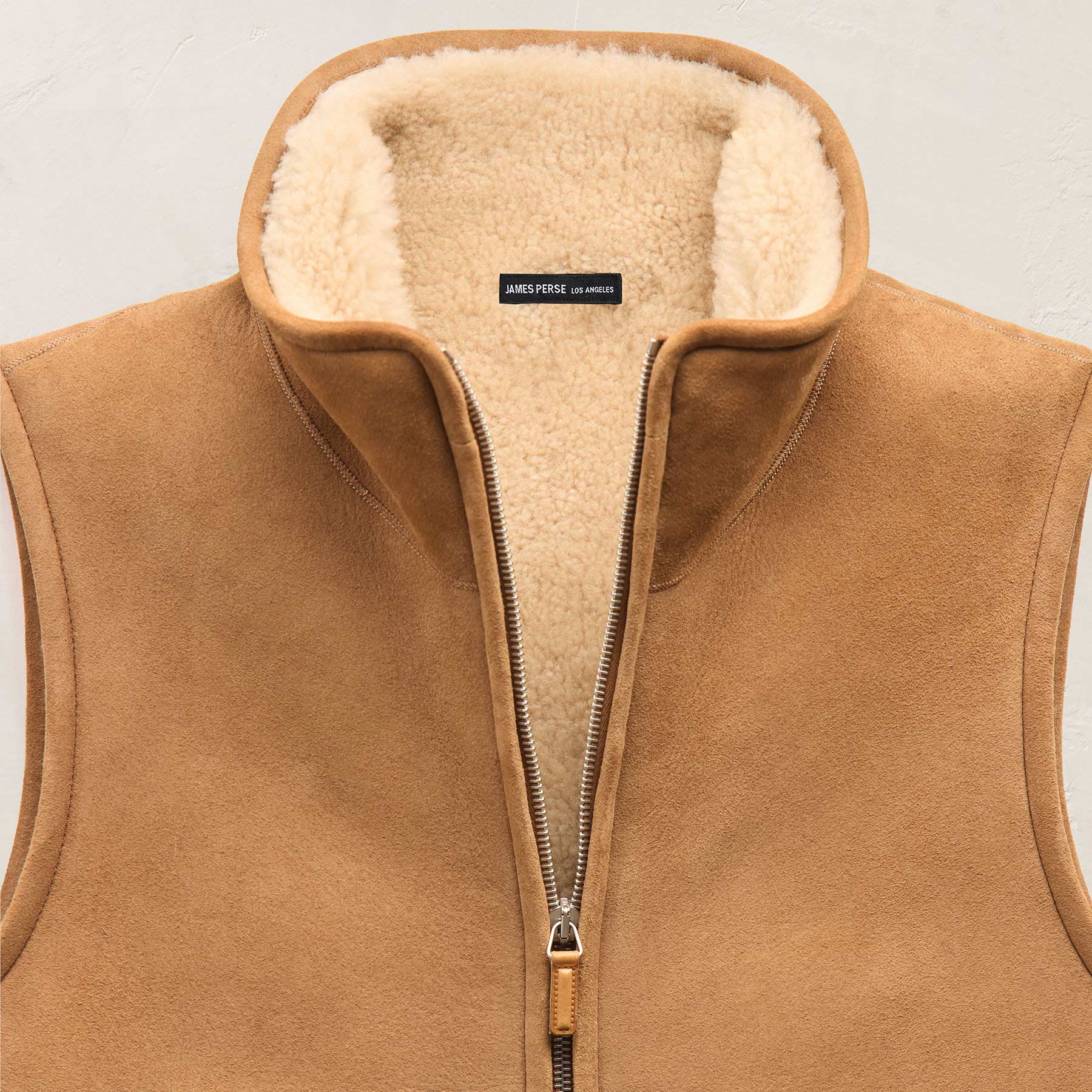 Suede Shearling Vest - Caramel