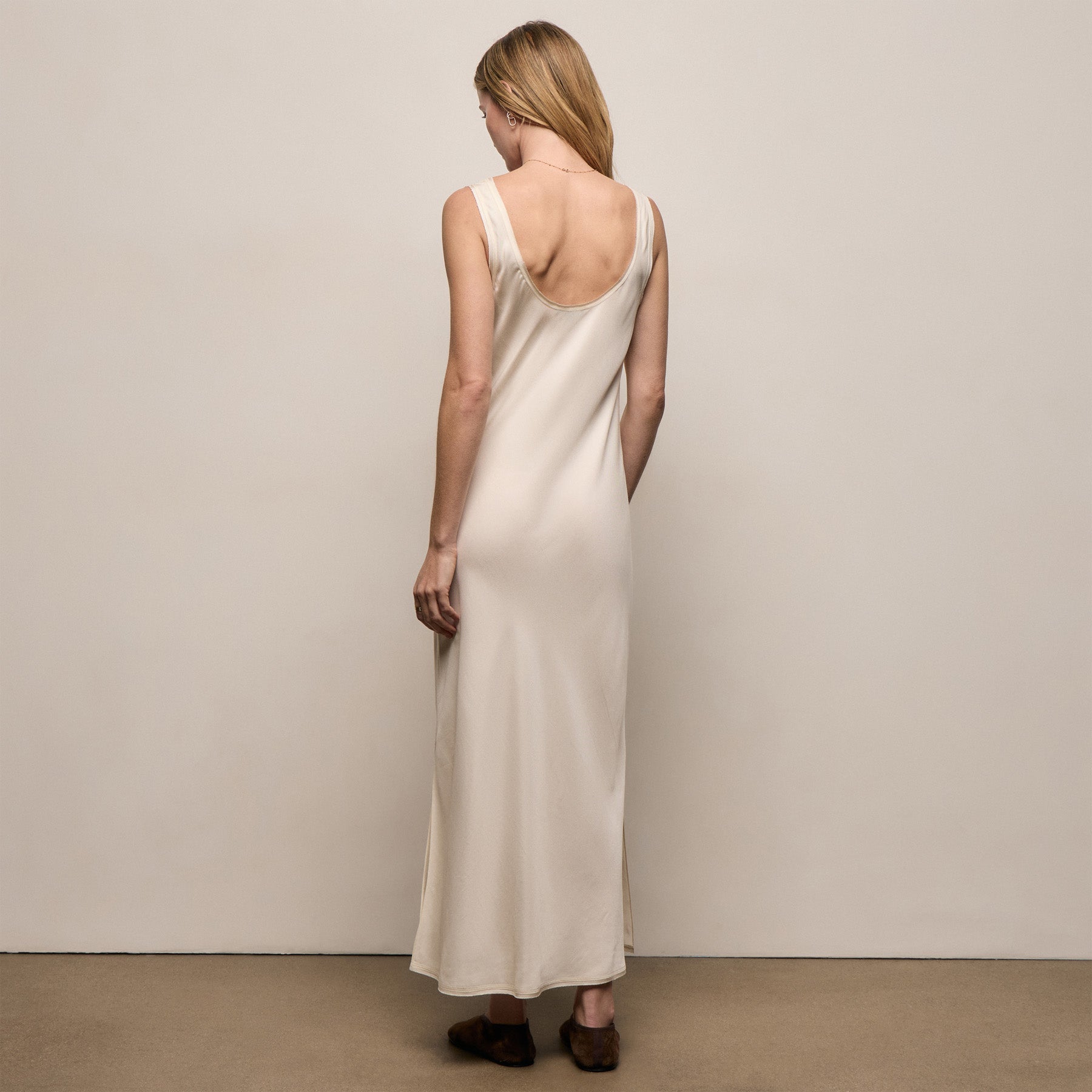 Silk Twill Tank Dress - Ivory